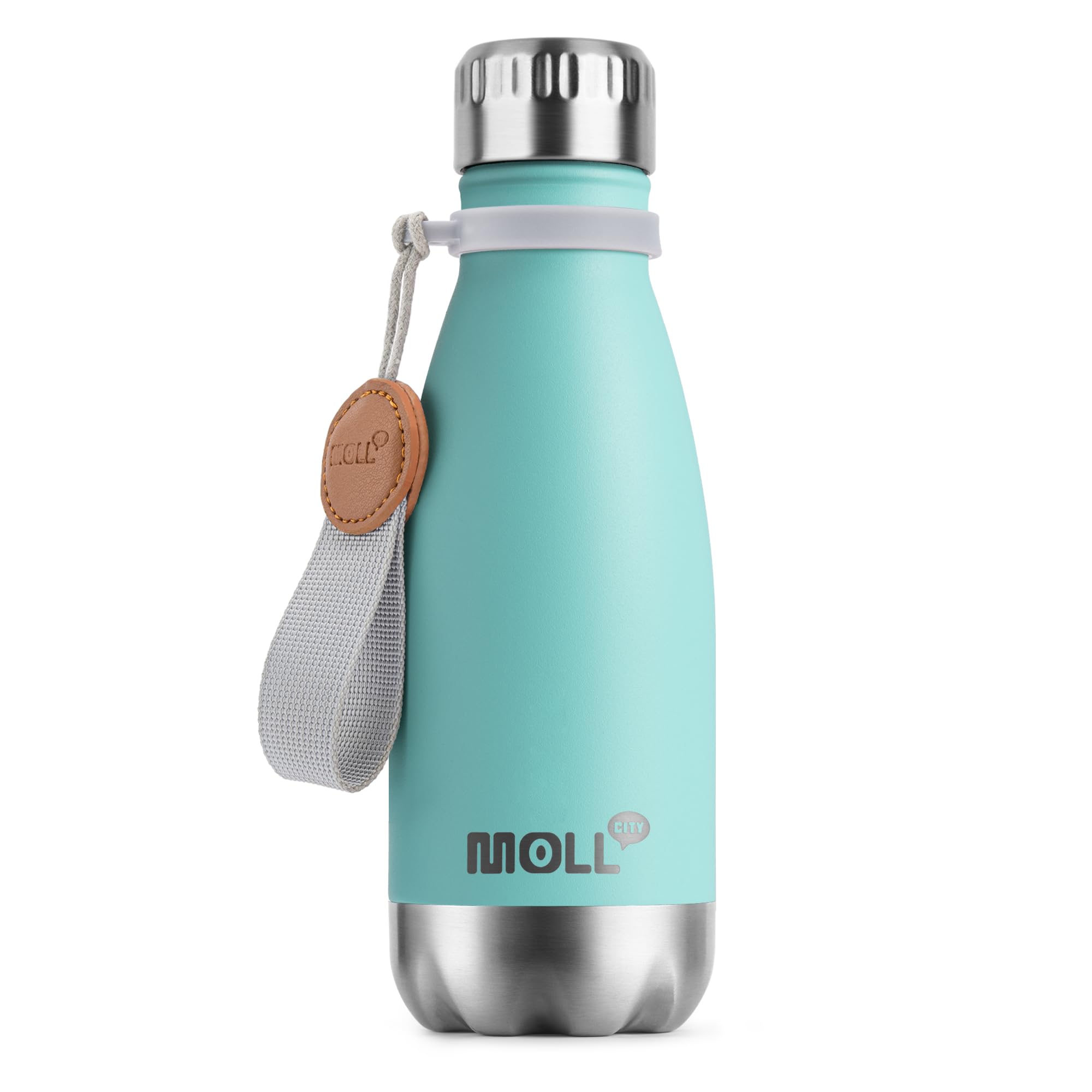 9 oz Water Bottle for Kids-Small Stainless Steel Water Bottle for School Vacuum Insulated Metal Leak Proof Cola Shape Water Flask for Boys Girls(Baby Blue)