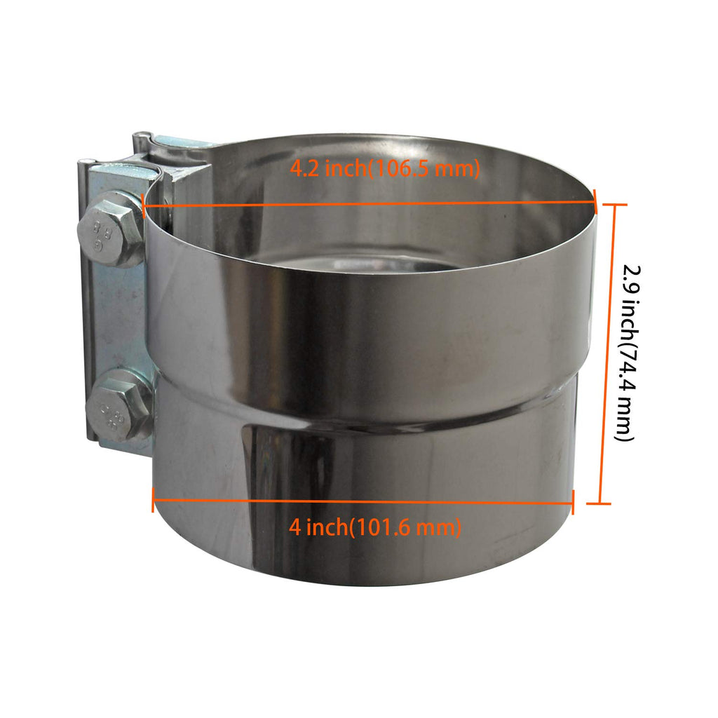 Exhaust Clamps Band Clamp 2.5" Lap Joint - Stainless Steel Lap Joint Exhaust Band Clamp with 1 Block 2Pcs for 2.5" Od to 2.5" Id Exhaust Pipe, Muffler, Elbow and Exhaust Tubing Connection(2 Pack)