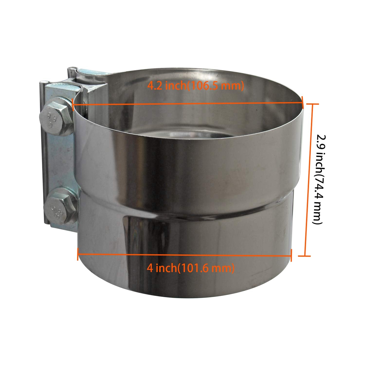 Exhaust Clamps Band Clamp 2.5" Lap Joint - Stainless Steel Lap Joint Exhaust Band Clamp with 1 Block 2Pcs for 2.5" Od to 2.5" Id Exhaust Pipe, Muffler, Elbow and Exhaust Tubing Connection(2 Pack)