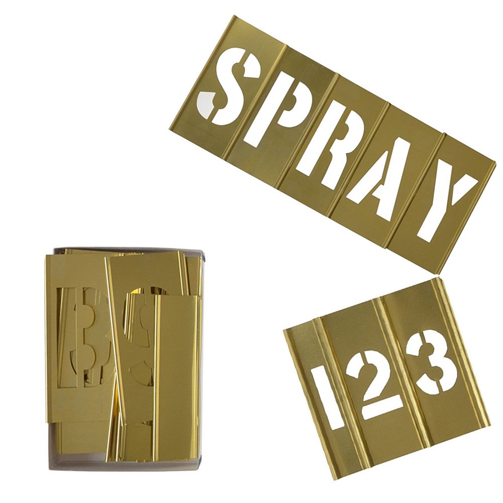 Deezio 1 Inch Brass Stencil Kit, Numbers and Punctuations Number Stencil - 15 Piece Set