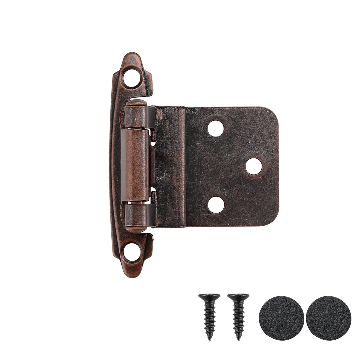 JQK 3/8 Inch Inset Cabinet Door Hinges Oil Rubbed Bronze, 4 Pack 2 Pairs Flush Face Mount Cupboard Self-Closing Kitchen Cabinet Hardware Hinges with Door Bumper, CH201-ORB-P4