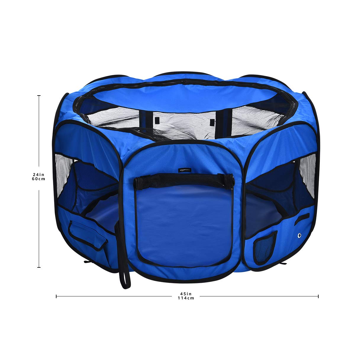 Amazon Basics Foldable Octagonal Indoor/Outdoor Portable Dog Playpen with Mesh Top, Easy to Clean and Store, 45", Blue