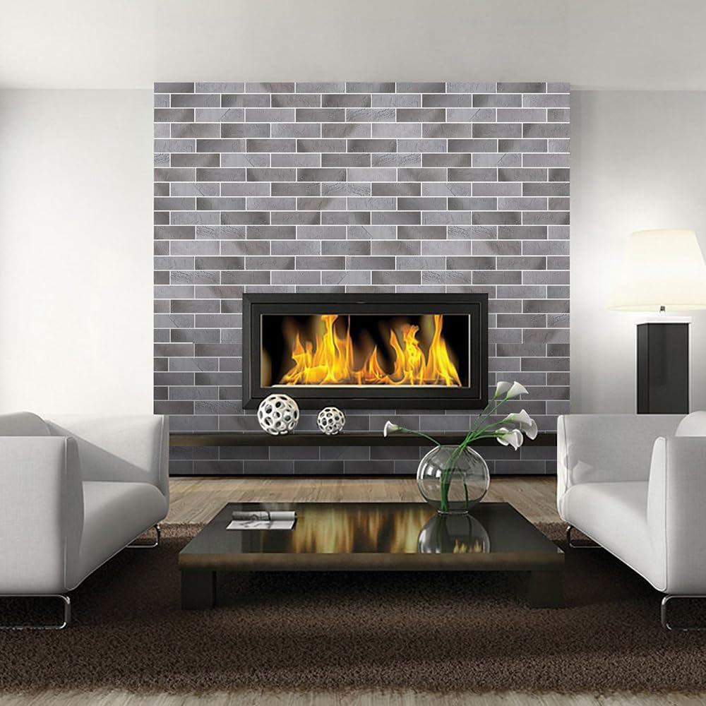 Old Town White Faux Brick Wall Tiles, 2 Pieces 3D Thin Brick Veneers