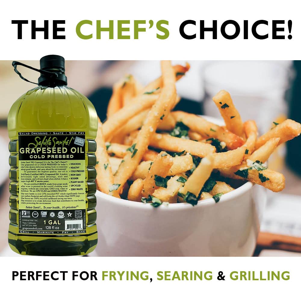 Salute Santé! Cold Pressed Grapeseed Oil – 500 ml 1-Pack — cooking oil, grapeseed oil — High Smoke Point, Neutral Flavor, Ideal for Frying, Baking & Salad Dressings Gourmet kitchen essential