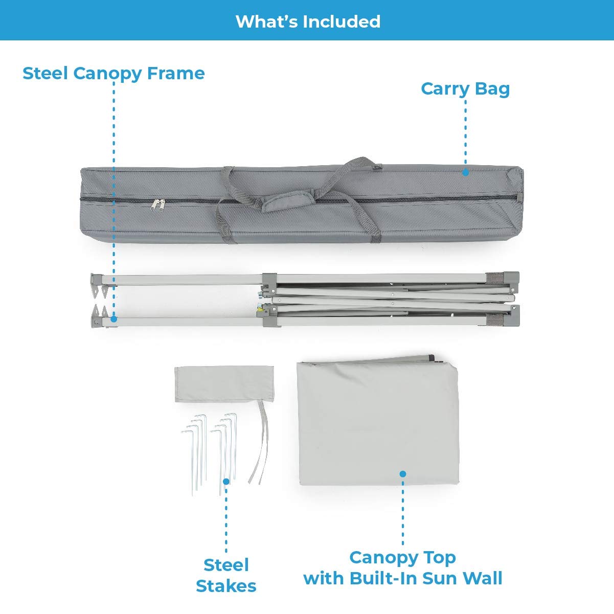Core Instant Straight Leg Canopy Tent with Adjustable Sun Wall, 6 ft x 4 ft , Gray