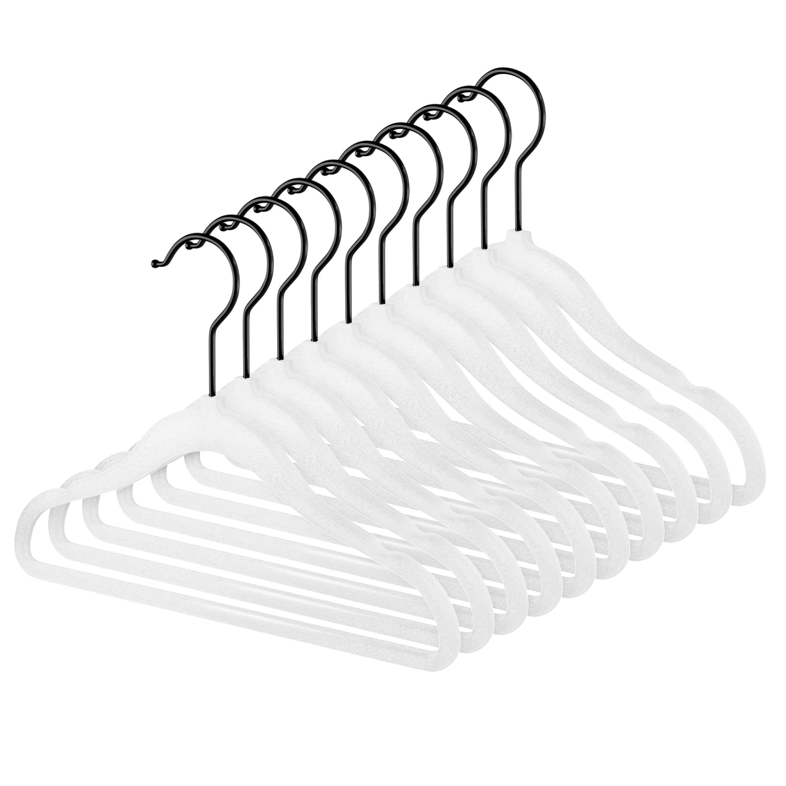 MIZGI Baby Velvet Hangers,Non-Slip Kids & Toddler Hangers,11.8 Inch Hangers for Baby Clothes,Pack of 50(Black/Black)