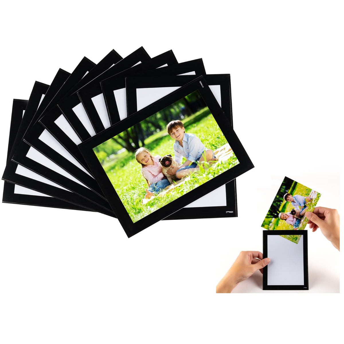 STTMGN Magnetic Picture Frames with Black Border(2.5"X3.5",12 Pack),Mini Wallet Size Magnet Photo Sleeves Pockets/Holder,Decorations for Home/Office/School/Classroom/Party