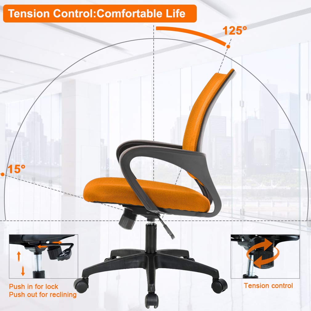 BestOffice Home Office Chair Ergonomic Desk Chair Mesh Computer Chair with Lumbar Support Armrest Executive Rolling Swivel Adjustable Mid Back Task Chair for Women Adults, Black (Black)