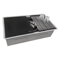 Ruvati 33-inch Workstation Kitchen Sink - Dual Tier Double Bowl Kitchen Sink - Low Divide Undermount Sinks - 16 Gauge Stainless Steel Kitchens Sinks - RVH8255