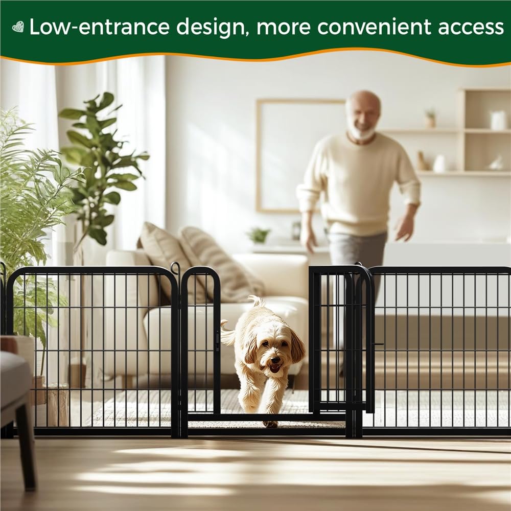 Yaheetech Dog Playpen, 24 inch 2 Panels Dog Pen for Indoor Heavy Duty Puppy Exercise Pen Metal Pet Fence for RV Camping/Yard/Garden