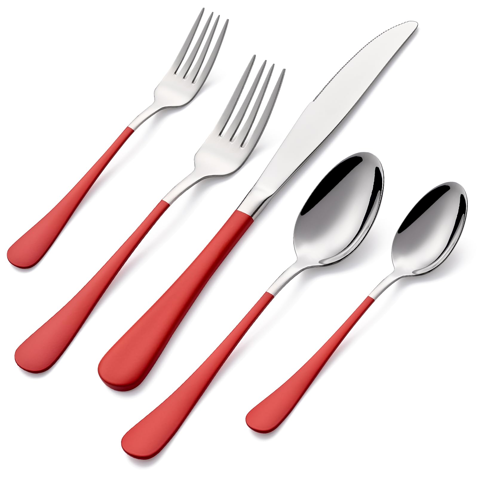 20-Pieces Blac and Pink Silverware Sets for 4,Pink Handle Stainless Steel Cutlery Set, Include Forks Spoons and Knives Set, Dishwasher Safe Utensil Sets for Home Restaurant