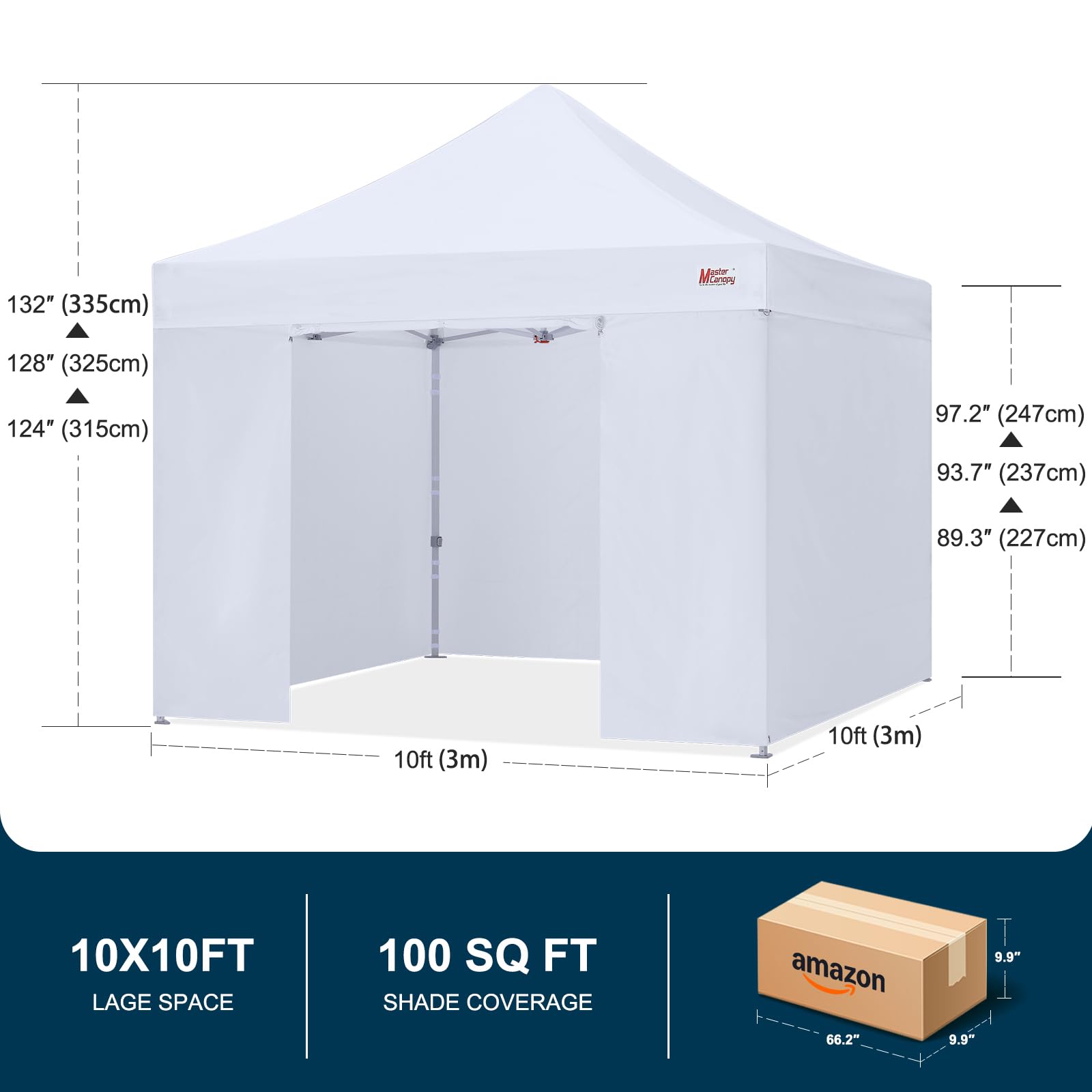 MASTERCANOPY 10x10 Premium Heavy Duty Pop Up Commercial Instant Canopy with Sidewalls(10x10 Blue)