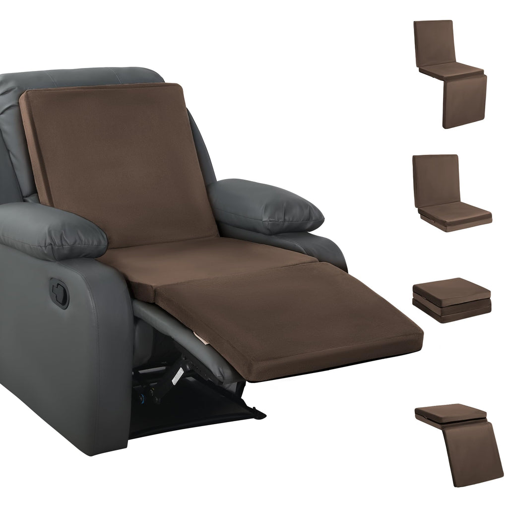 HOMBYS 3-in-1 Recliner Seat Cushion with Lumbar Support Pillow & Footrest, Multi-Functional Adjustable Height 2" to 6" for You to Choose, Non-Slip Foam Chair Cushion for Elderly, Black