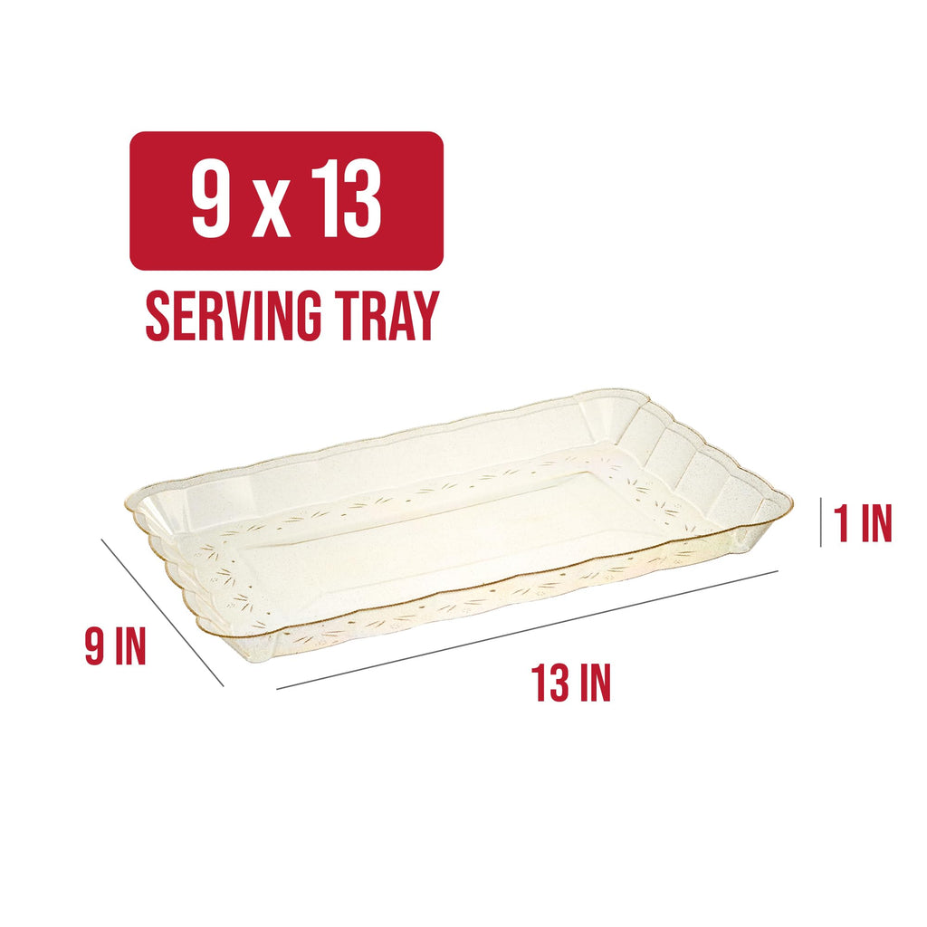 Plasticpro Plastic Serving Trays - Serving Platters Rectangle 9X13 Disposable Party Dish 4 Black Trays