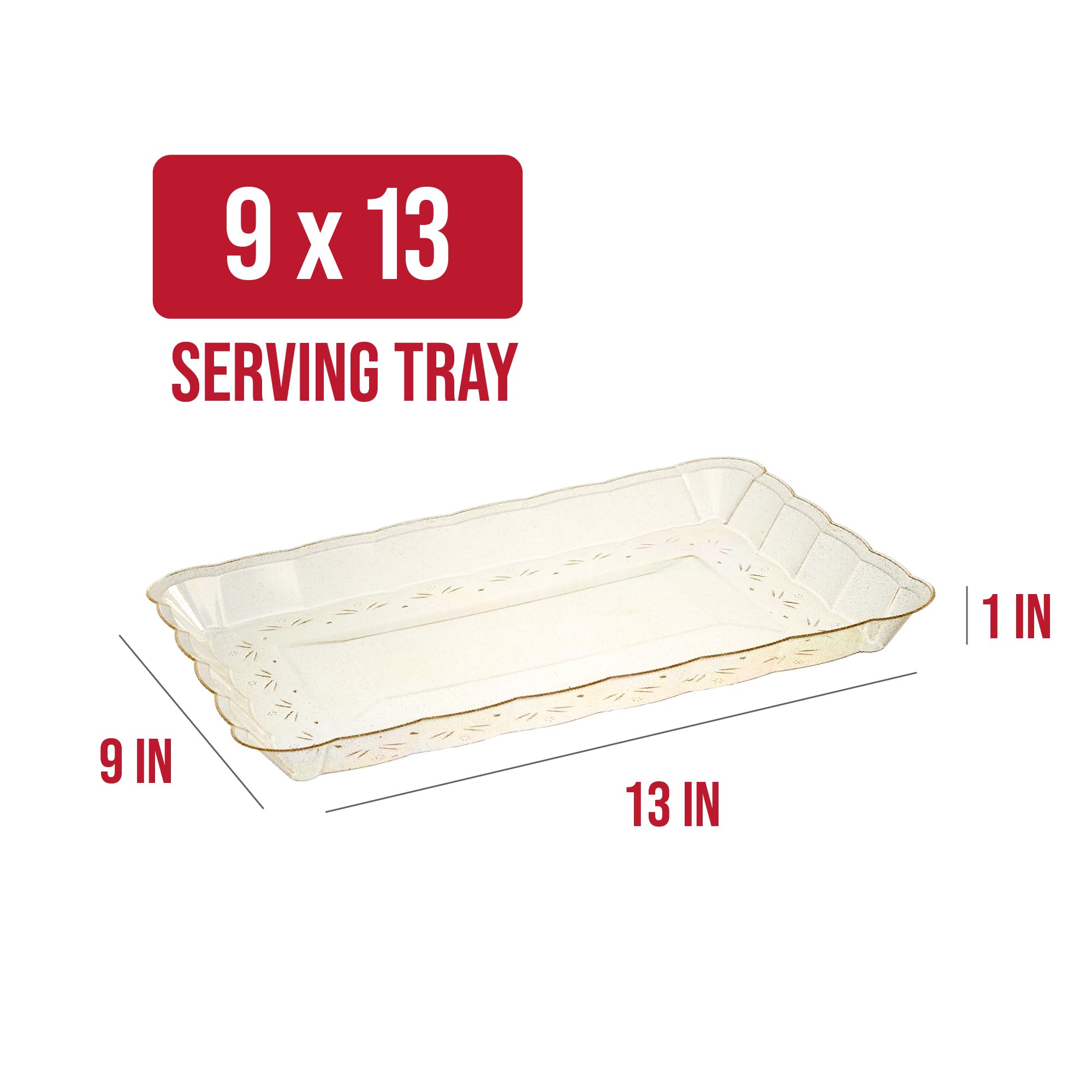 Plasticpro Plastic Serving Trays - Serving Platters Rectangle 9X13 Disposable Party Dish 4 Black Trays