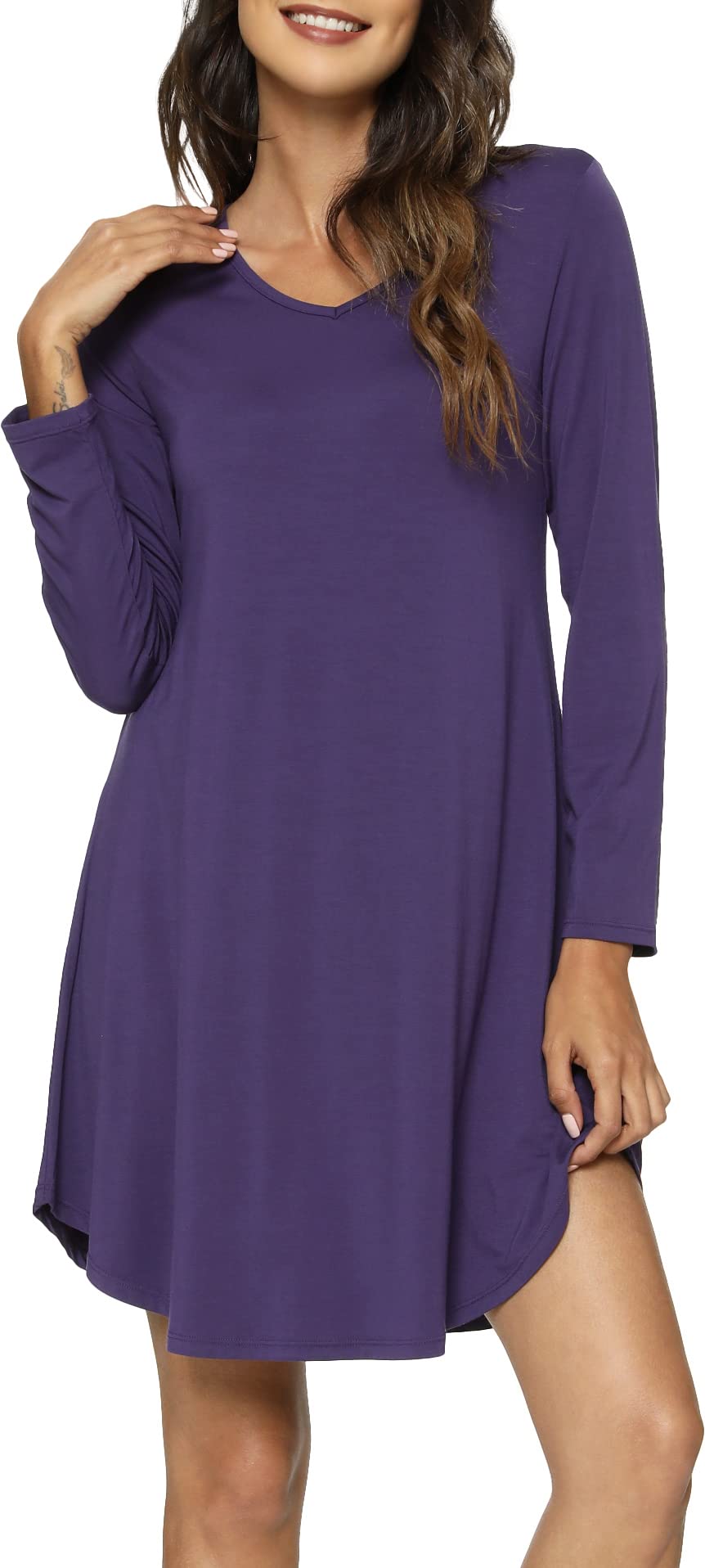 GYS Womens Bamboo Viscose Nightgown Super Soft Lightweight Night Shirts for Sleeping