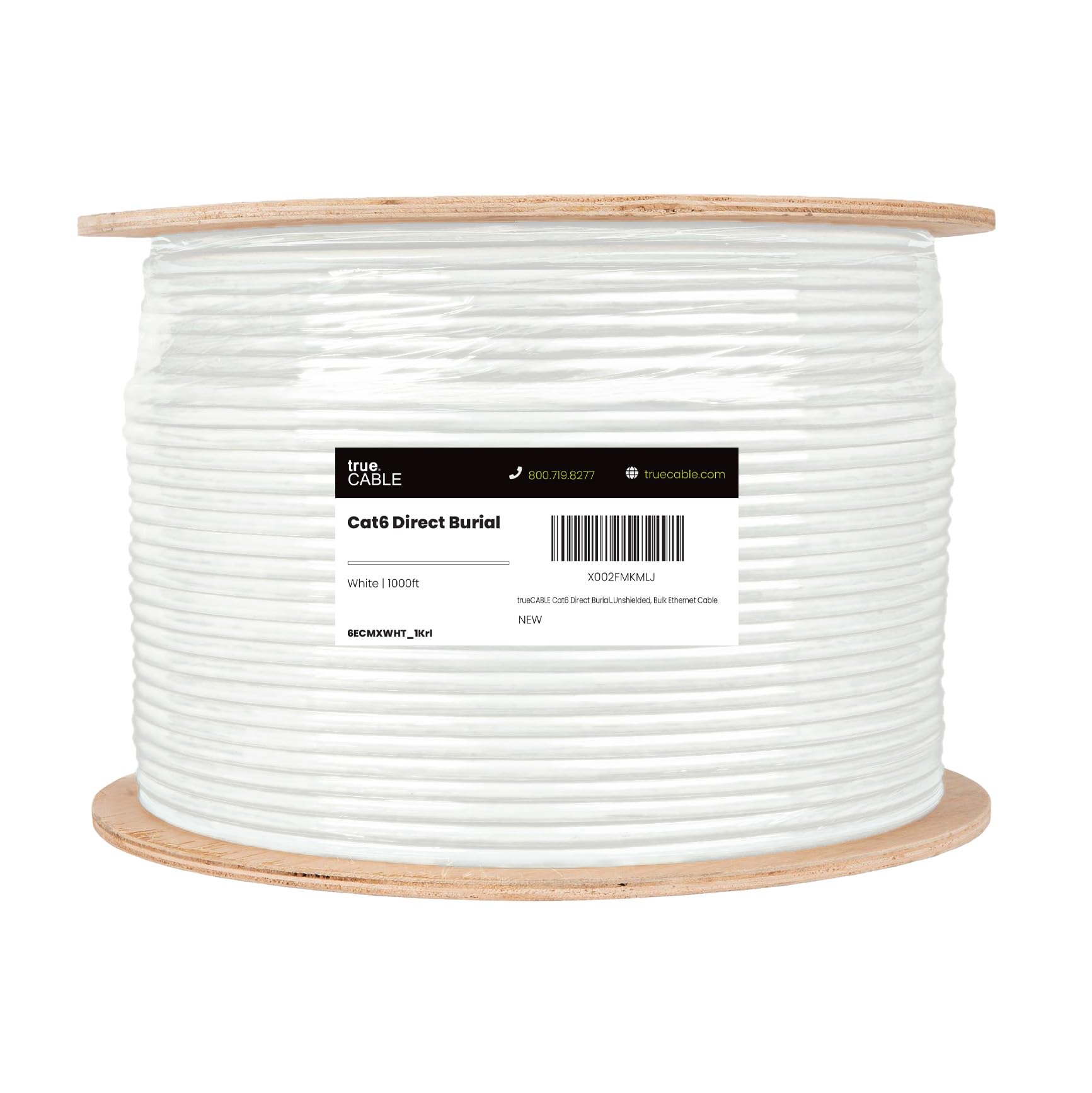 TRUE CABLE Cat6 Direct Burial Outdoor Bulk Ethernet Cable, Shielded F/UTP, 500ft, Brown, 23AWG Solid Bare Copper, Heavy Duty Outdoor, OSP Jacket, Waterproof, UV, 550MHz, PoE++ 100W (4PPoE)