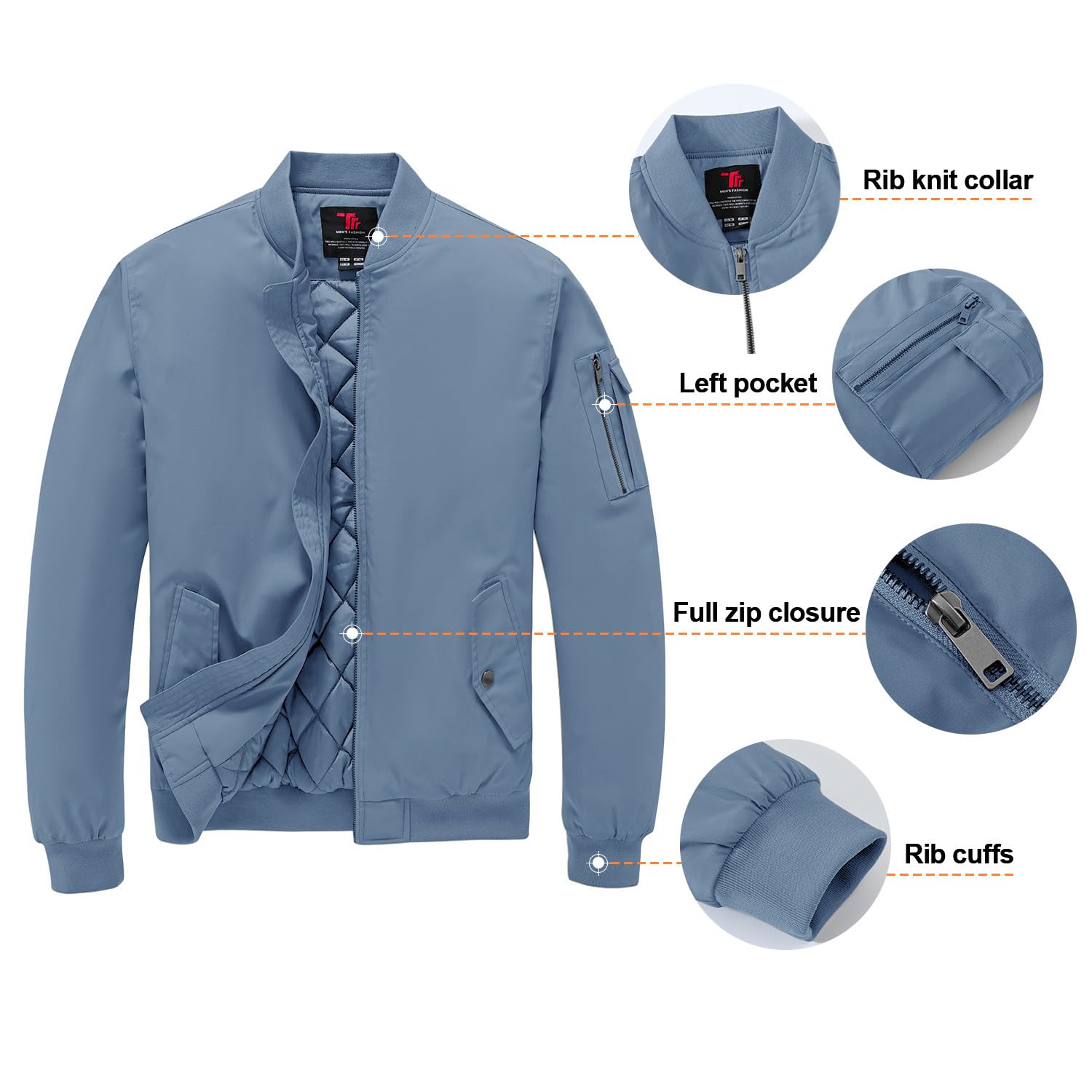 Gopune Men's Windproof Bomber Jacket Warm Water Resistant Windbreaker Winter Outwear Quilted Jackets Coats