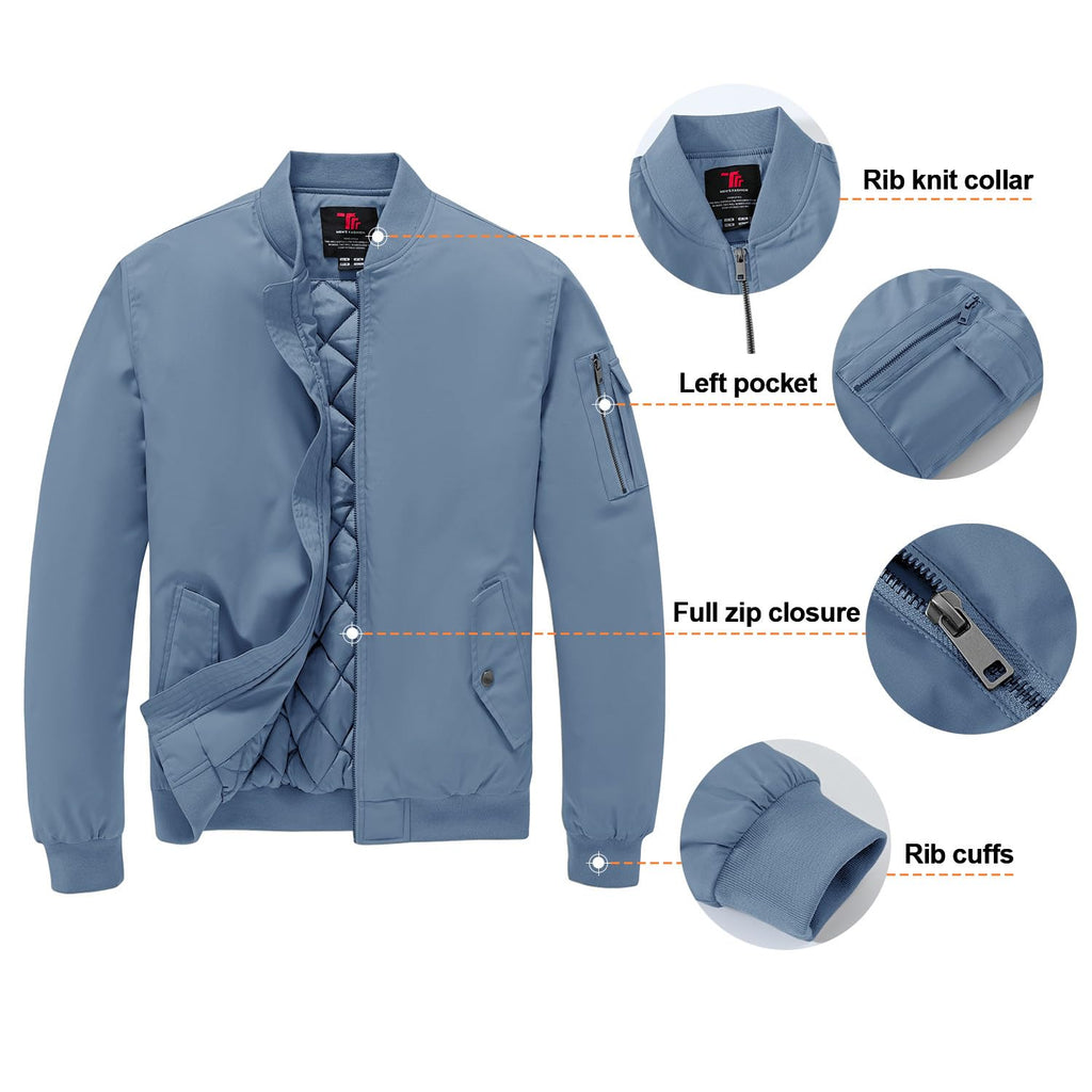 Gopune Men's Windproof Bomber Jacket Warm Water Resistant Windbreaker Winter Outwear Quilted Jackets Coats
