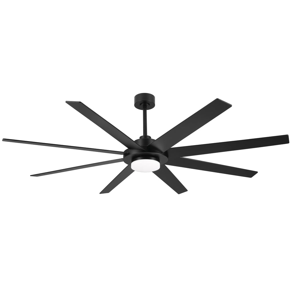 WINGBO 60" Ceiling Fan with Light and Remote Control, 6 Speed Reversible DC Motor, Dimmable LED Light, for Home and Commercial Use, Living Room/Shop/Warehouse Black/Walnut