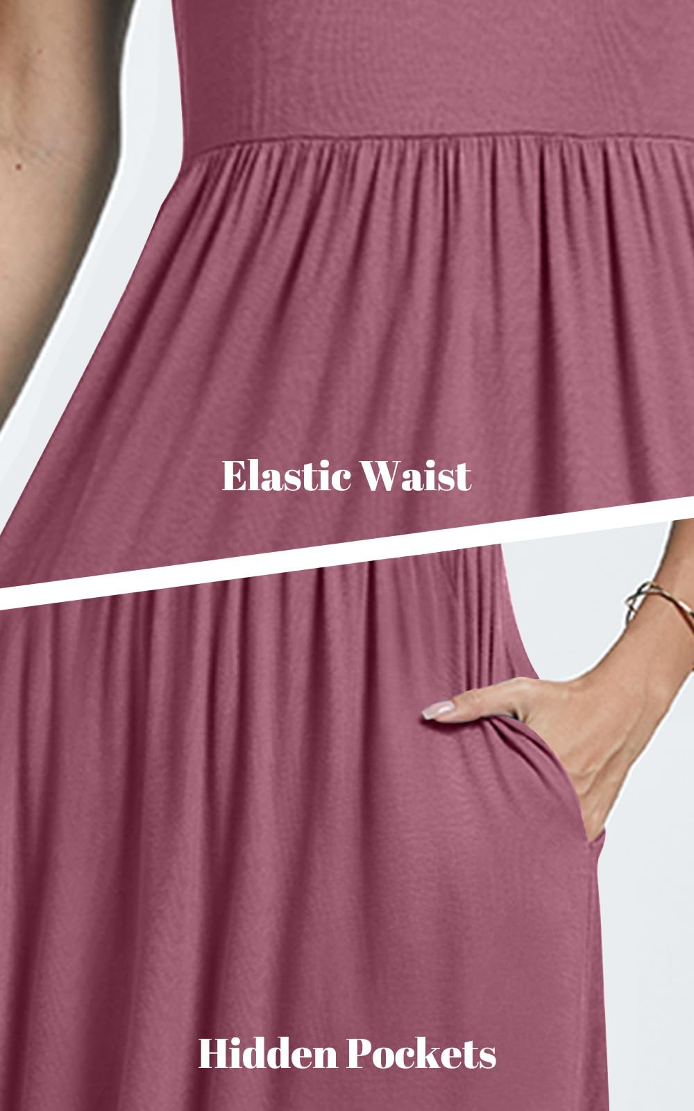 Womens Short Sleeve Empire Waist Dresses Casual Summer Dress with Pockets
