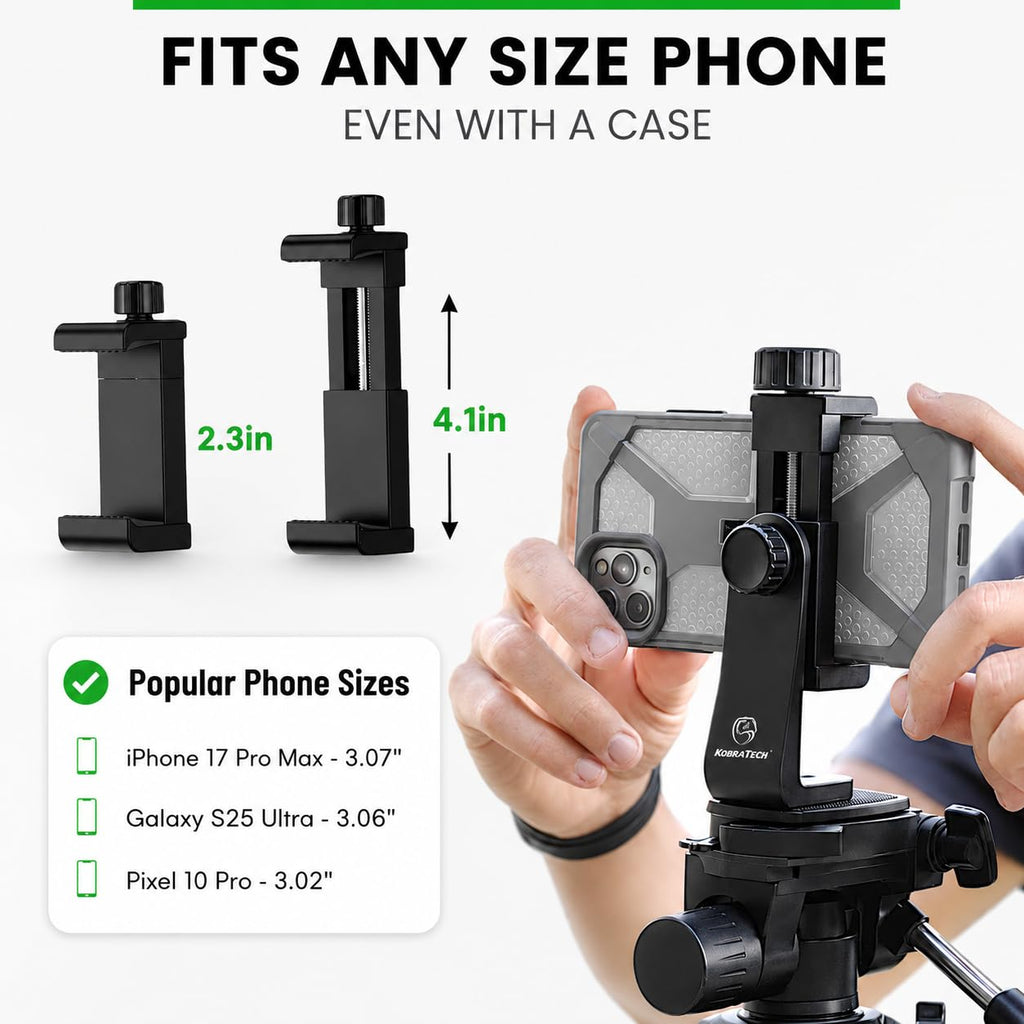 KobraTech Metal Phone Tripod Mount - UniMount 360 Pro Heavy Duty Phone Tripod Mount with Wireless Remote Shutter