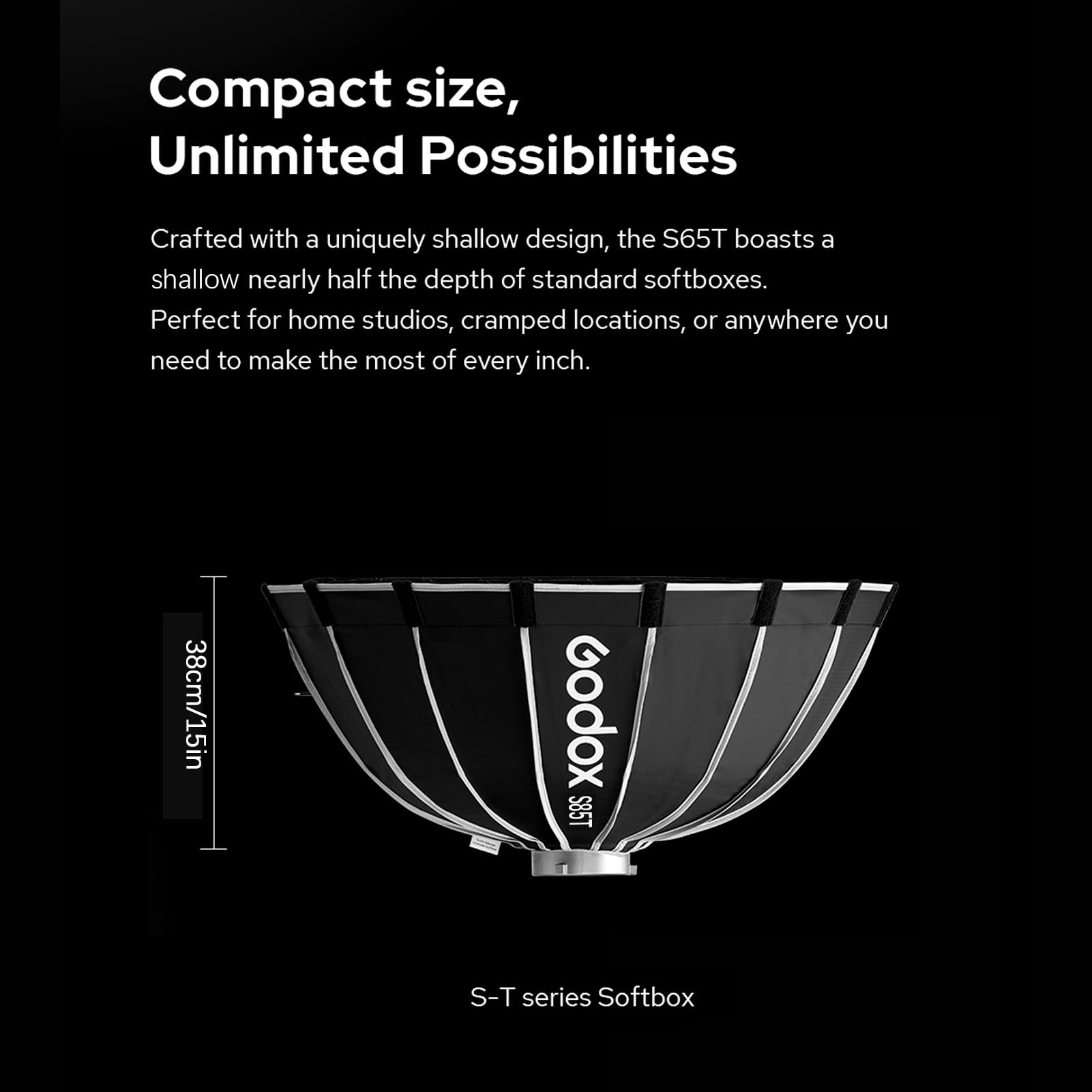Godox S65T 65cm/25.6in Quick Release Umbrella Softbox Professional Foldable Softbox with Standard Bowen Mount & Diffusers for Photography Studio