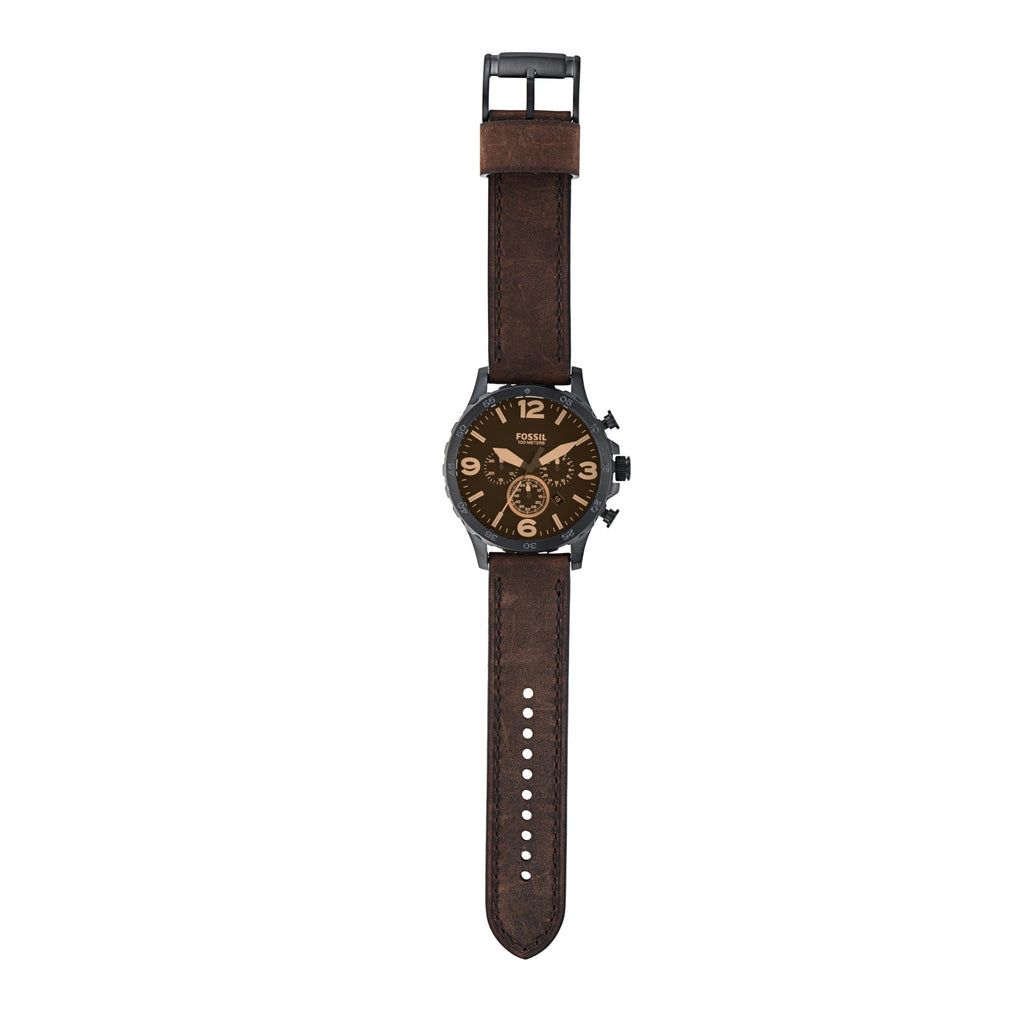 Fossil Men's Nate Quartz Watch, Oversized Stainless Steel Chronograph Watch for Men