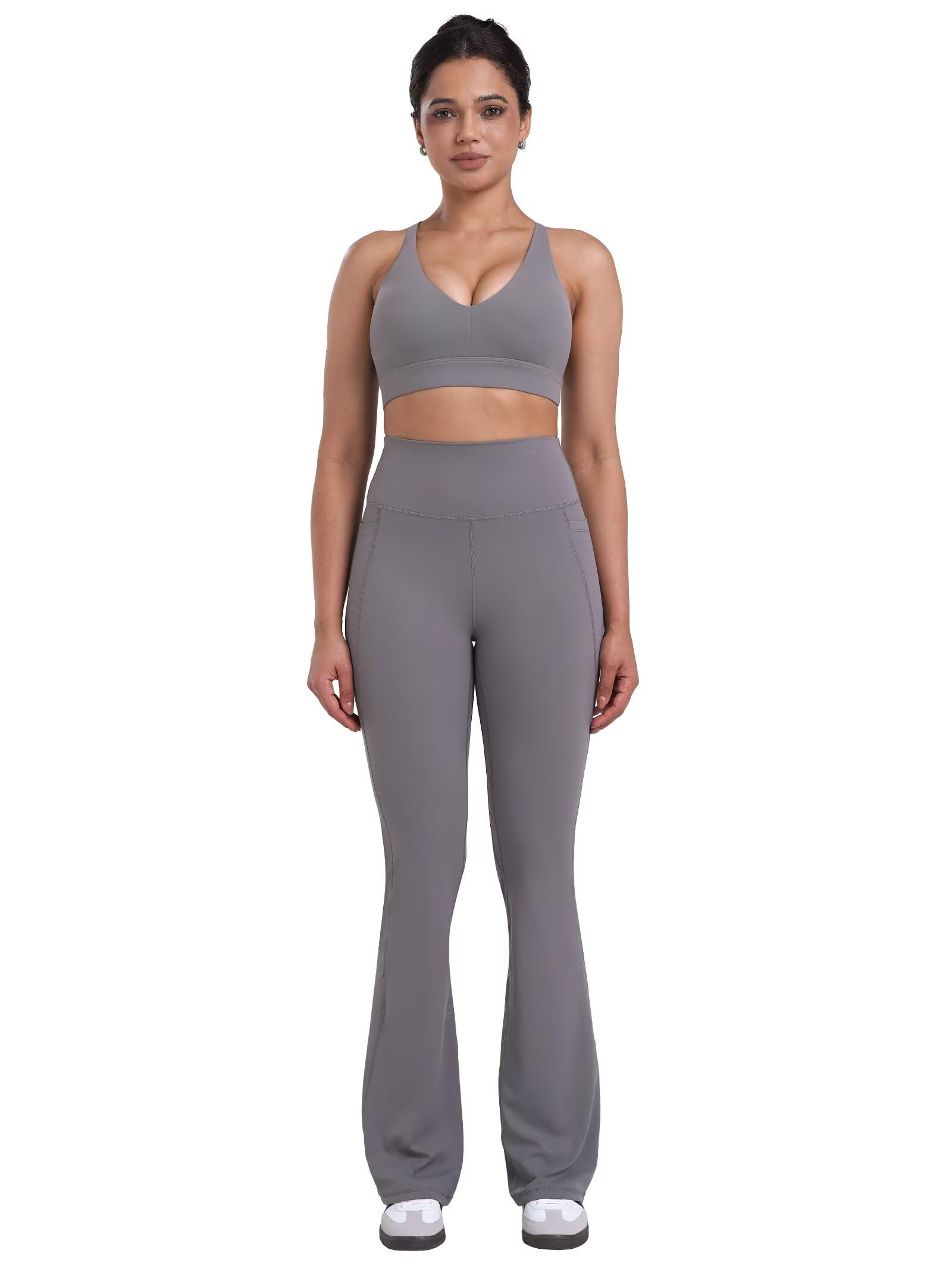 Sunzel Women Mini Flare Leggings with Pockets Breathable Bootcut Yoga Pants | Mini Flare, Buttery Soft, High Stretchy, High Waisted Tummy Control, Gym Clothes, Workout Casual Dance