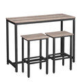Rectangular Pub Bar Table & Stools Set, 3-Piece Breakfast Table, Grey, HOOBRO