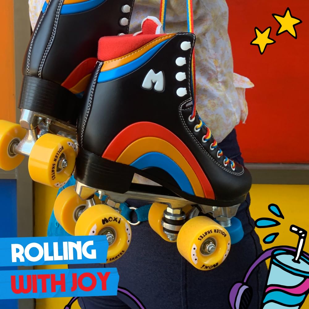 Moxi Rainbow Rider Roller Skates for Women - Beautiful, Durable, Supportive Rainbow Skates with Padded Lining, a Sturdy Plate, and Soft Outdoor Wheels