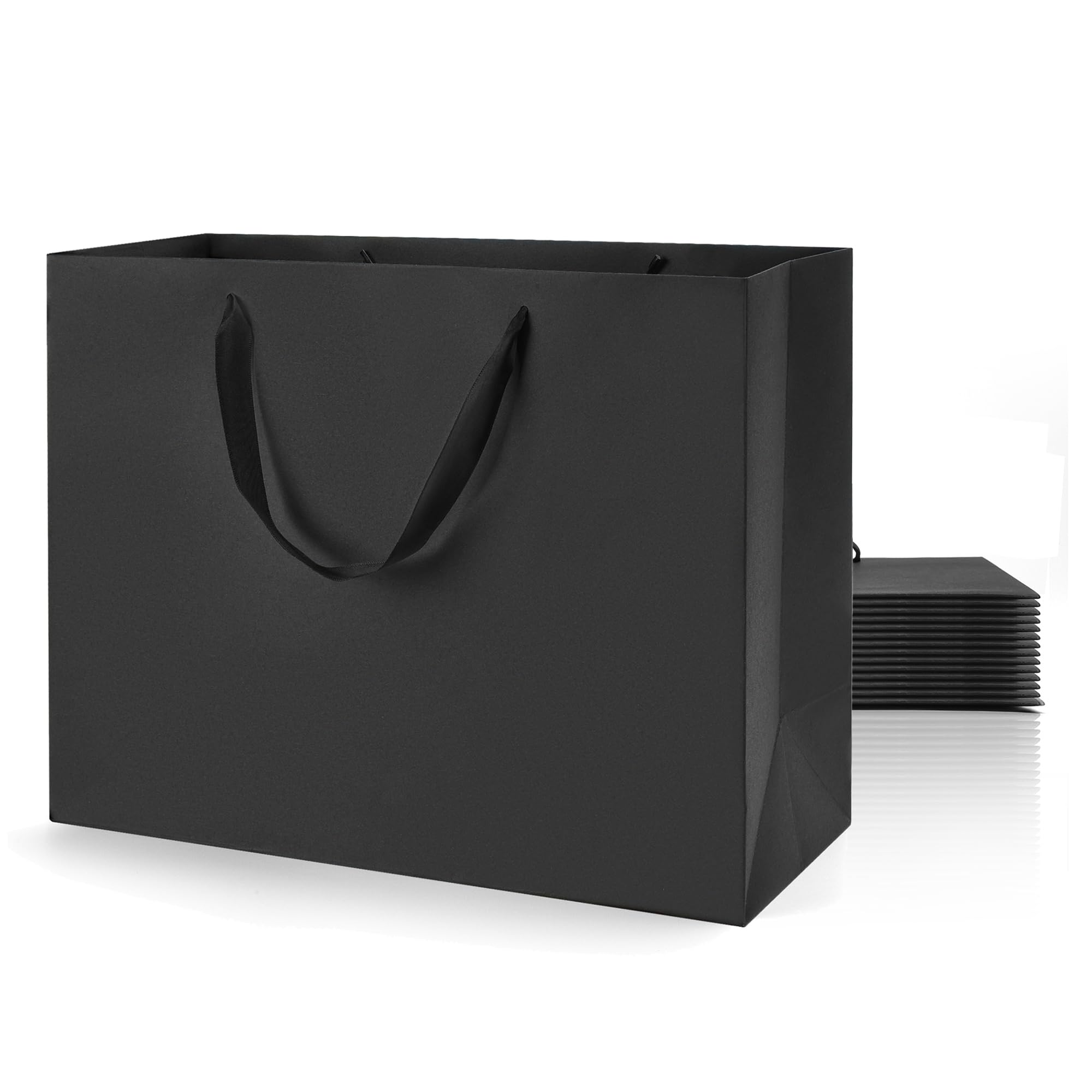 Argivean Black Gift Bags With Handles: 14pcs Medium Gift Bags Bulk 8x5x10 Inch For Wedding Party Birthday Business (M,14)