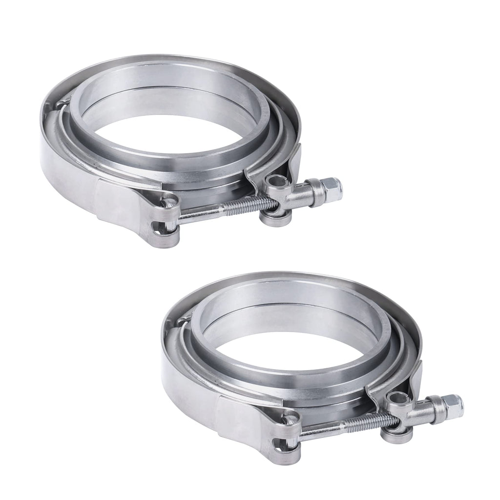 2.25" V-Band Flange Clamp Kit With Ridge Stainless Steel Replacement For Exhaust Downpipe 2.25 Inch