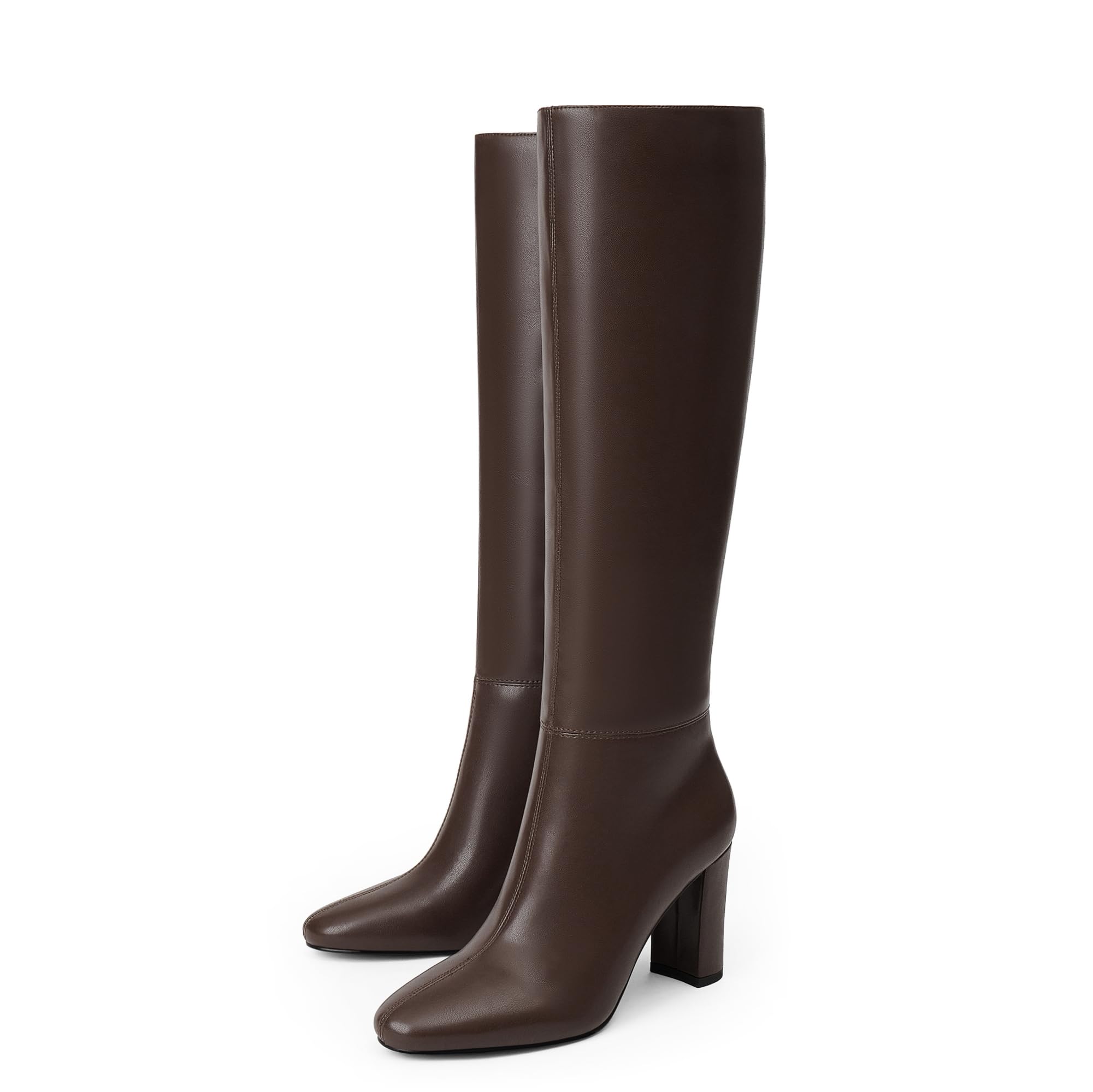 Modatope Knee High Boots for Women Chunky Heel Rounded Toe Womens Tall Boots