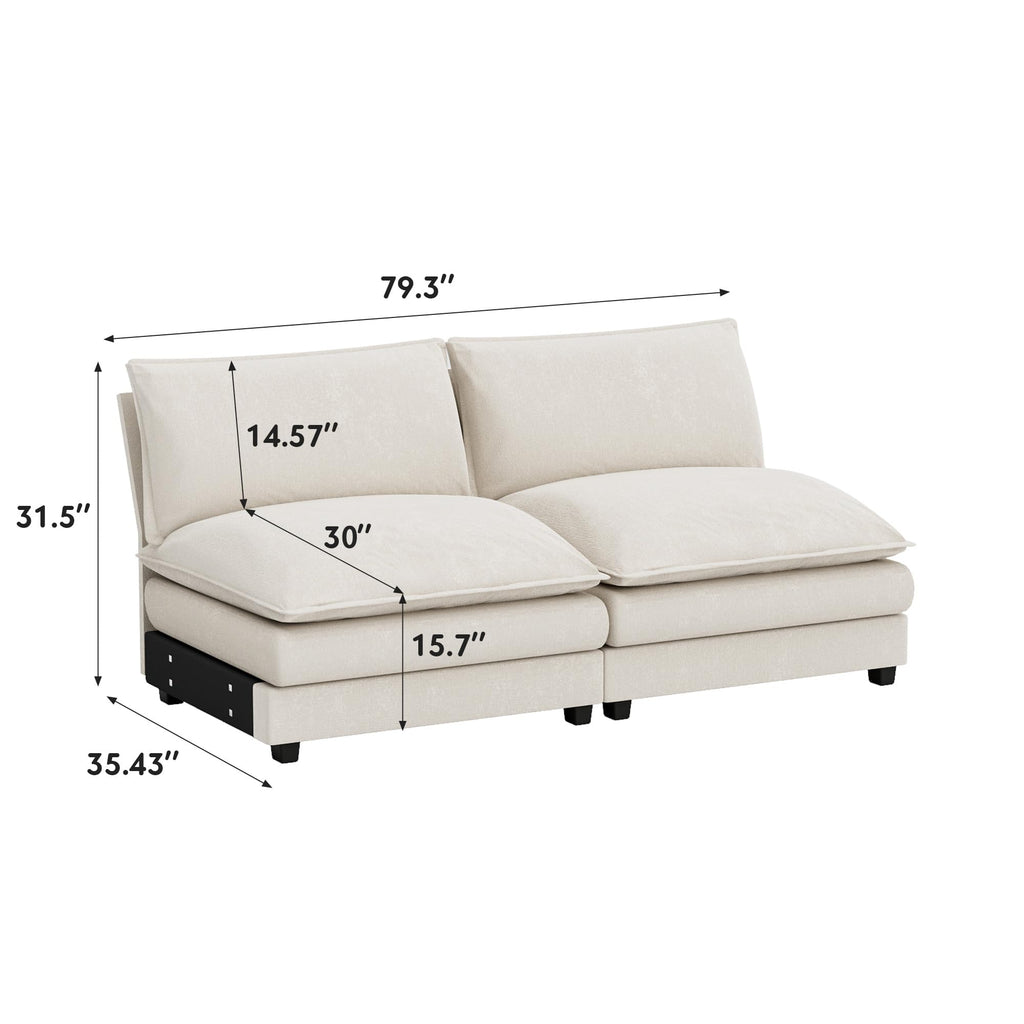 Homall 80" Modular Sectional Sofa, Loveseat Sofa Couch with Double-Layer Cushion, DIY Combination Chenille Deep 2-Seat Cloud Couch for Living Room, Apartment (Bright Grey, Loveseat Sofa)