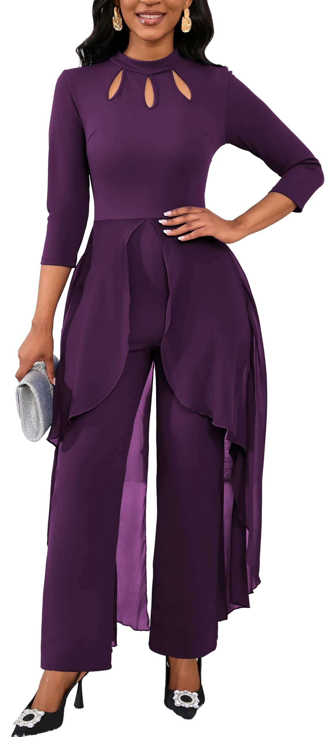 Jumpsuits for Women Dressy Hight Waist One Piece Casual Straight Long Pants Wide Leg Pants Elegant Jumpsuit Romper