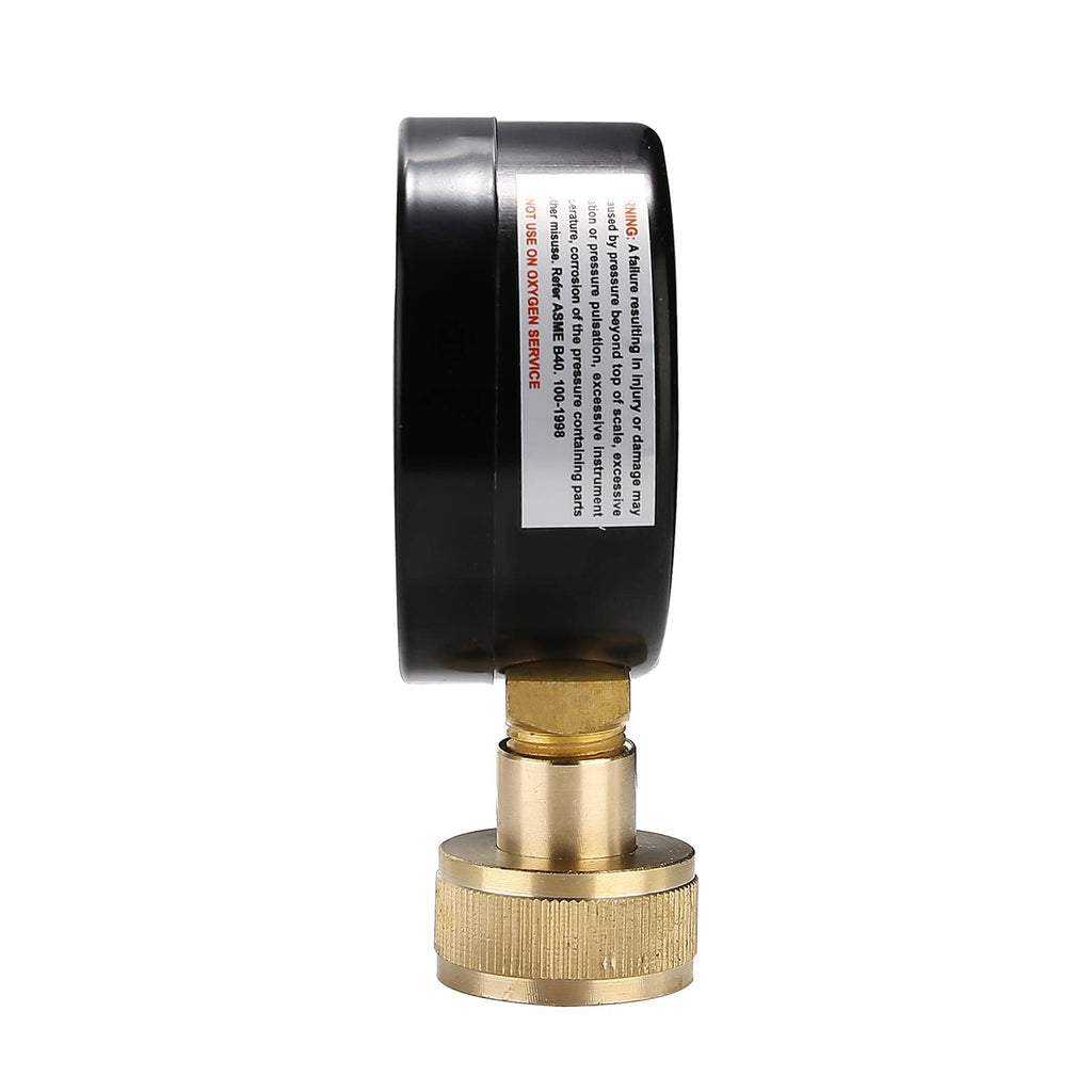 MEASUREMAN 2" Water Pressure Test Gauge, 3/4" Female Hose Thread, 0-200 psi/kpa with Maximum Pressure Memory (Pack of 2)