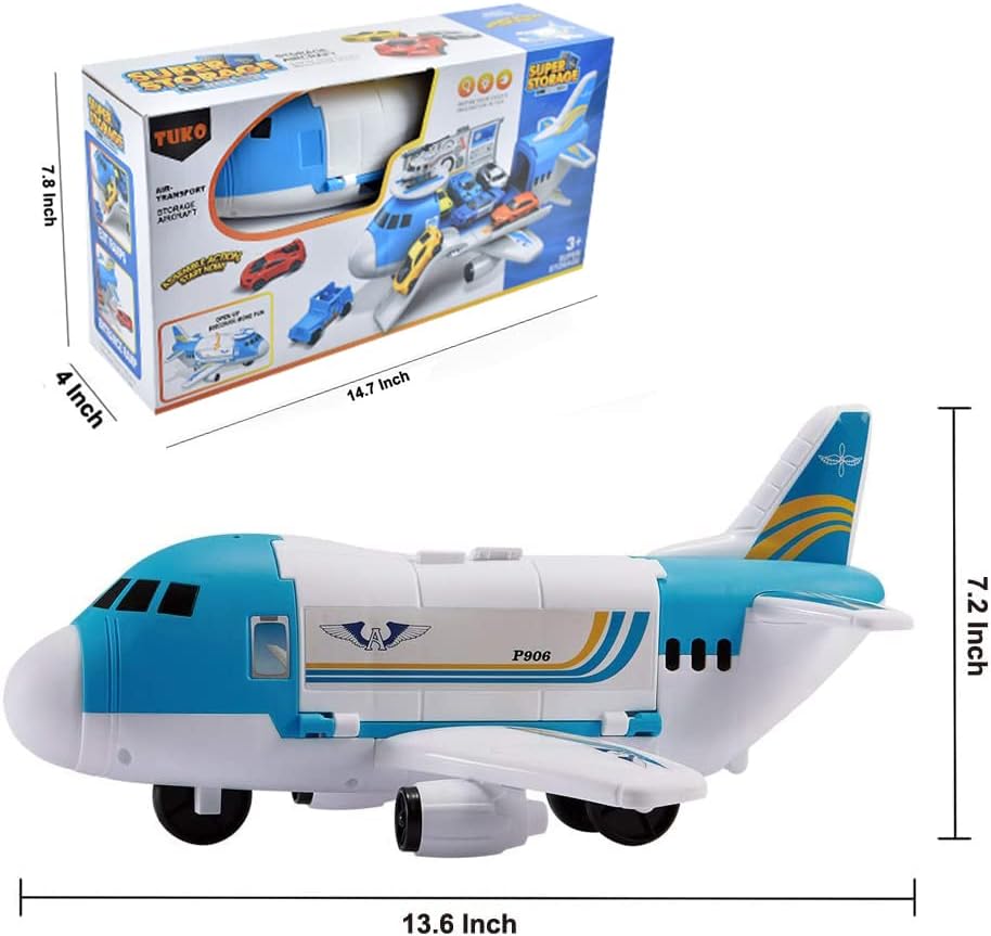 Tuko Transport Cargo Airplane Car Toy Play Set for 3+ Years Old Boys and Girls