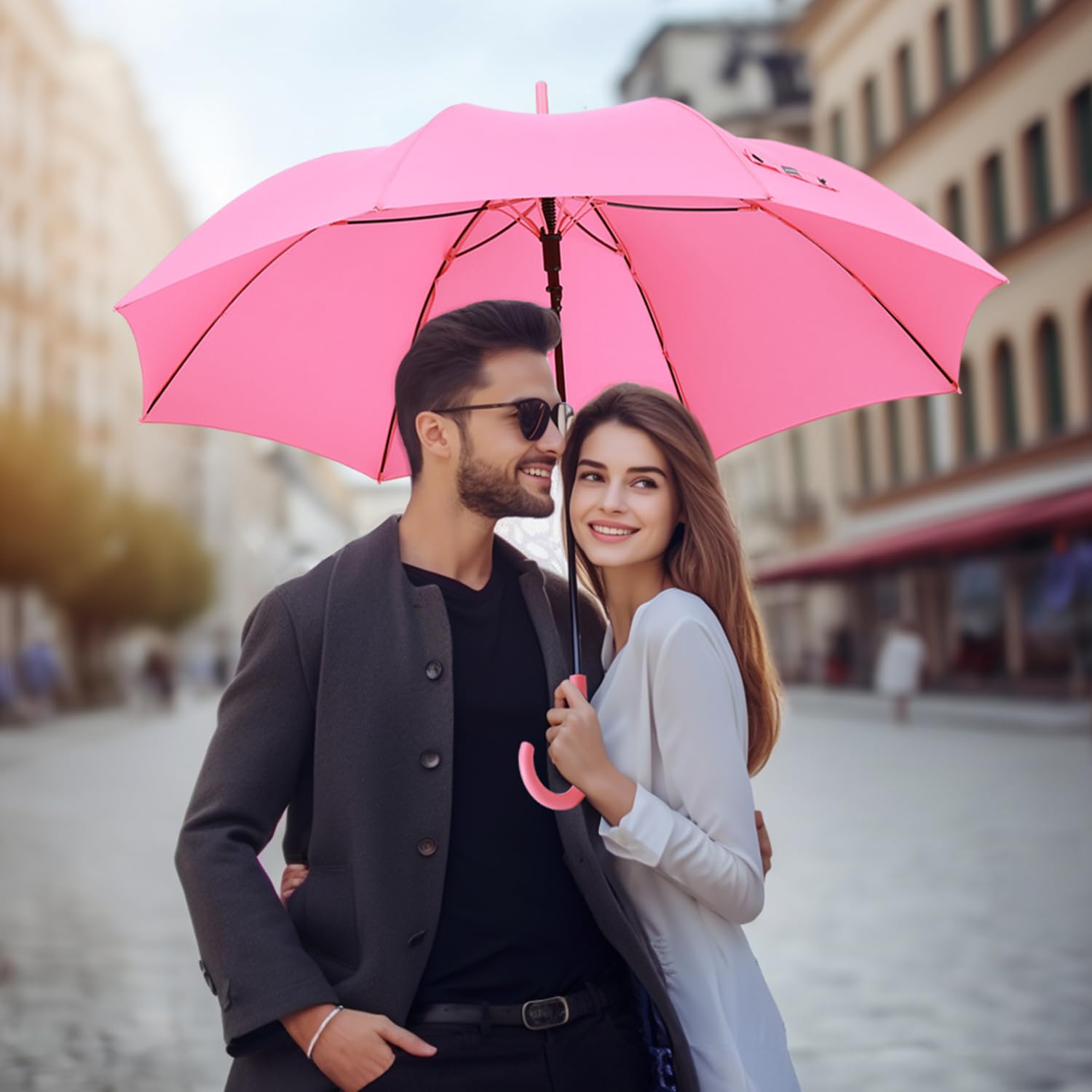 RUMBRELLA UV Stick Umbrella Auto Open UPF 50+ with J Hook Handle 51IN