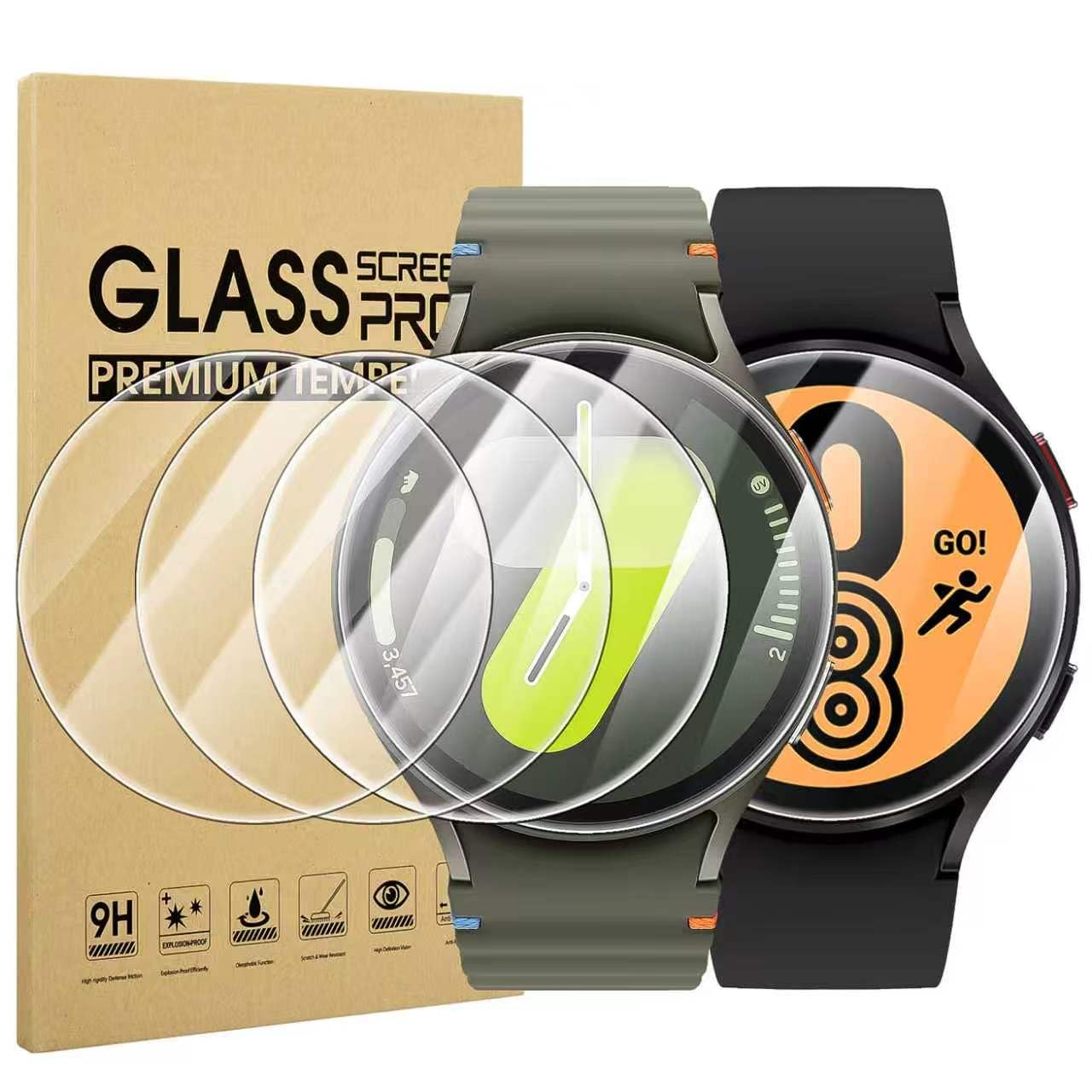 Suoman 4-Pack for Samsung Galaxy Watch 4 Classic 46mm Tempered Glass Screen Protector for Galaxy Watch 4 Classic 46mm Smartwatch [2.5D 9H Hardness] [Anti-Scratch]