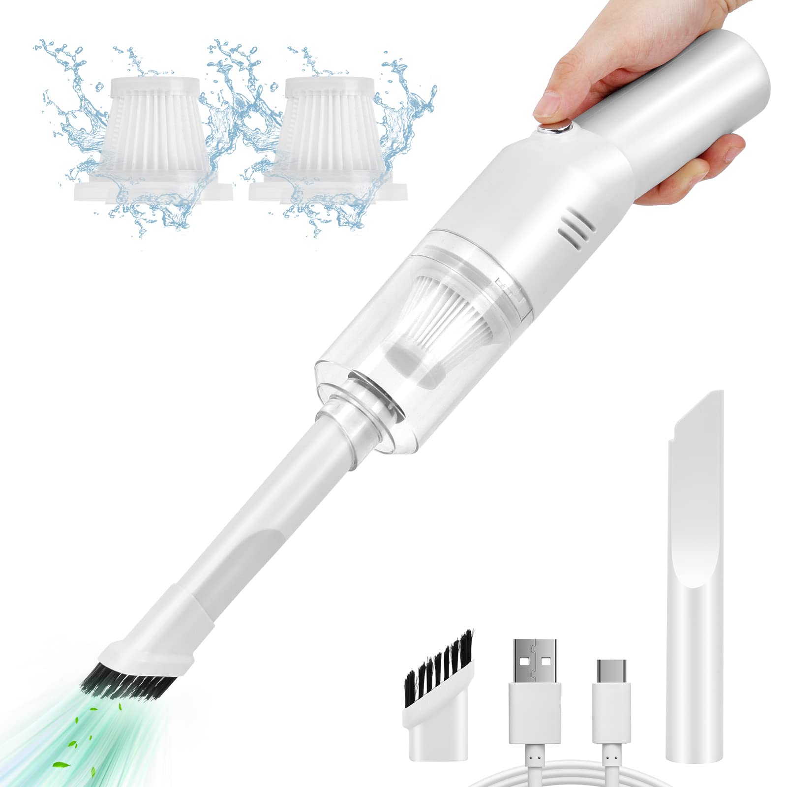 Auloea Portable Mini Car Vacuum Cleaner, High Power Cordless(400g) Handheld Rechargeable Vacuum Cleaner for Desk V06