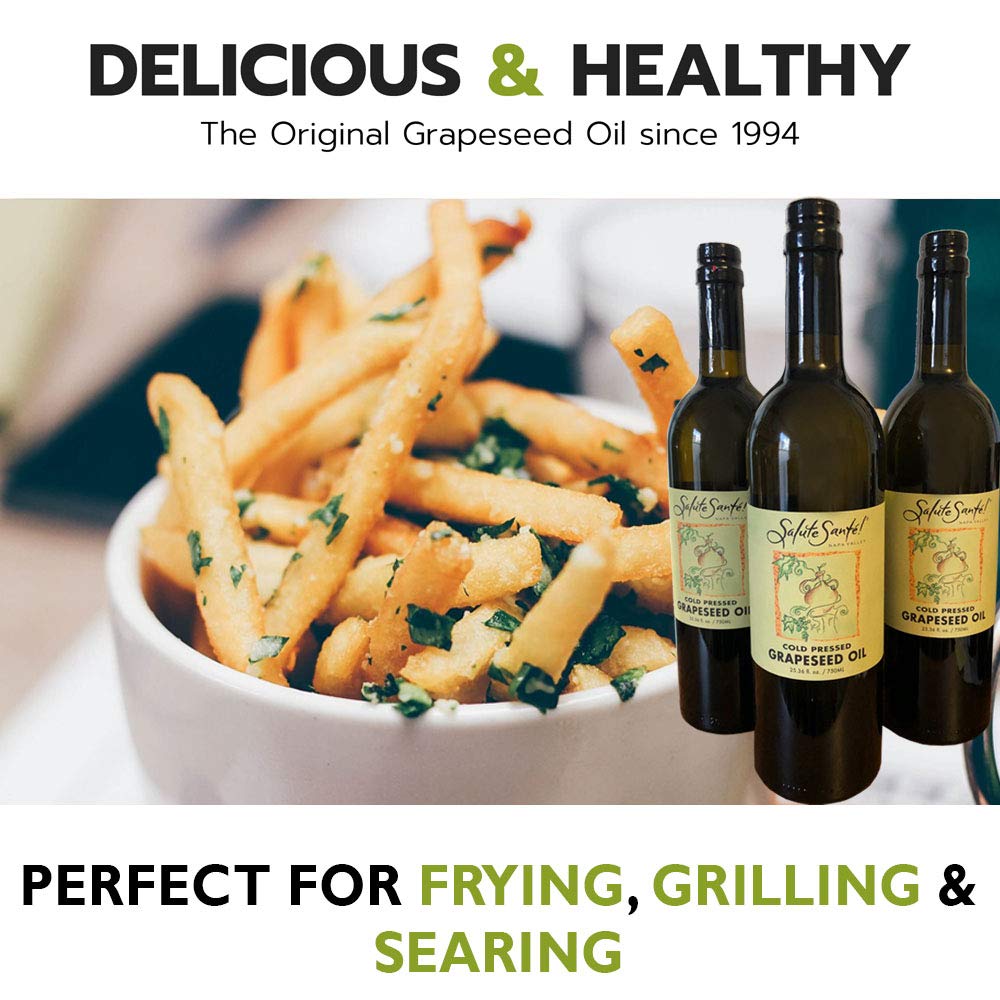 Salute Santé! Cold Pressed Grapeseed Oil – 500 ml 1-Pack — cooking oil, grapeseed oil — High Smoke Point, Neutral Flavor, Ideal for Frying, Baking & Salad Dressings Gourmet kitchen essential