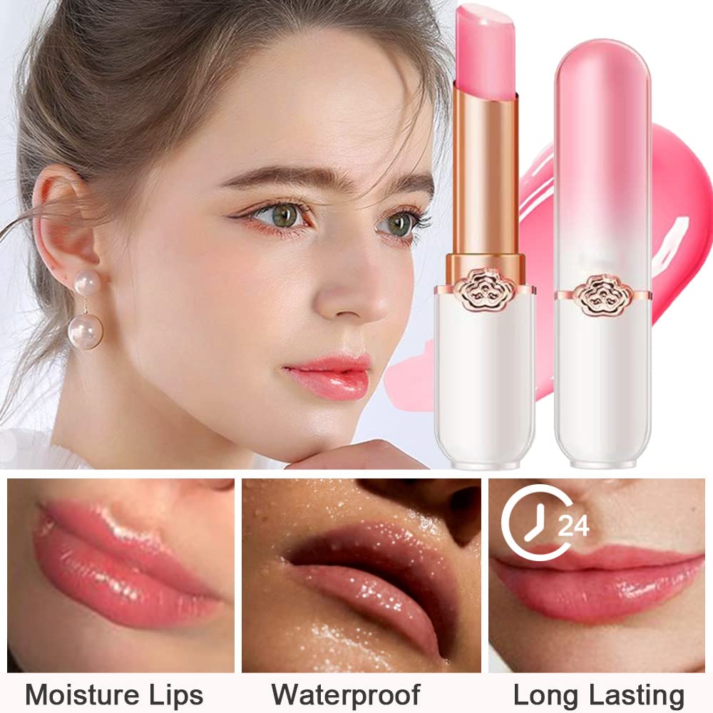evpct 2Pcs Blueberry Tinted Lip Balms PH Lip Color Changing Lipstick Balm Stain Gift Set Queen for Women Girls Korean Mood Long Lasting Color Change Light Pink Lipstick Lip Tint Plumper Gloss