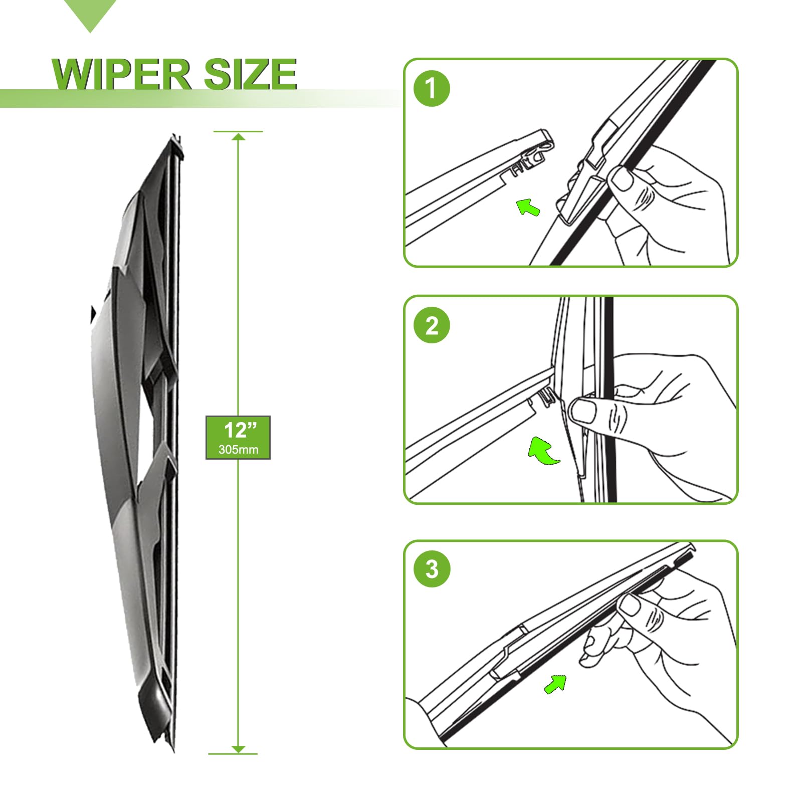 PARRATI® Windshield Wipers for Jeep Wrangler 2007-2017/Wrangler JK 2008-2018,15"+15" Front and 13" Rear,OEM Replacement Wiper Blades,Quiet & Streak-Free(Set of 3)