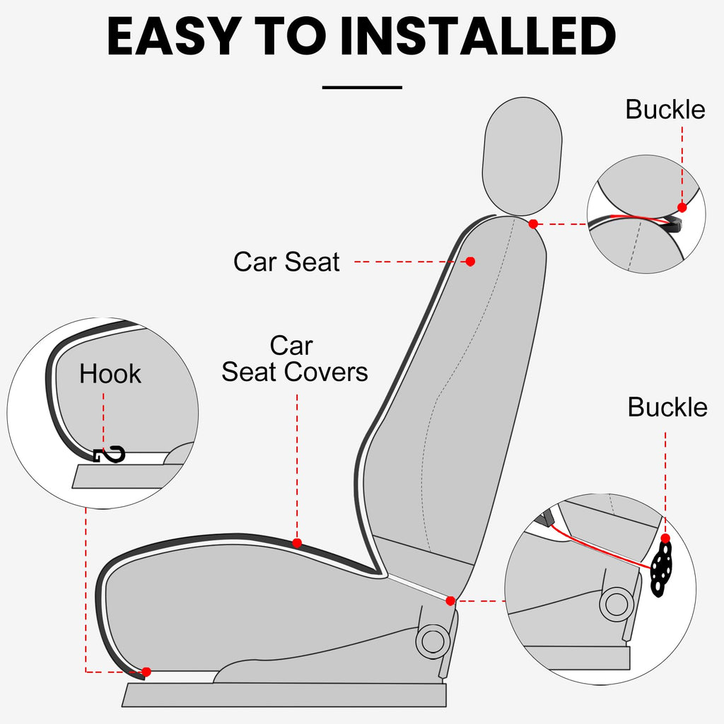 surpassme Comfortable Car Seat Covers Universal Front Seat Covers for Car Accessories, Padded Car Interior Covers for Automotive, SUV, Truck, and Van(Black)