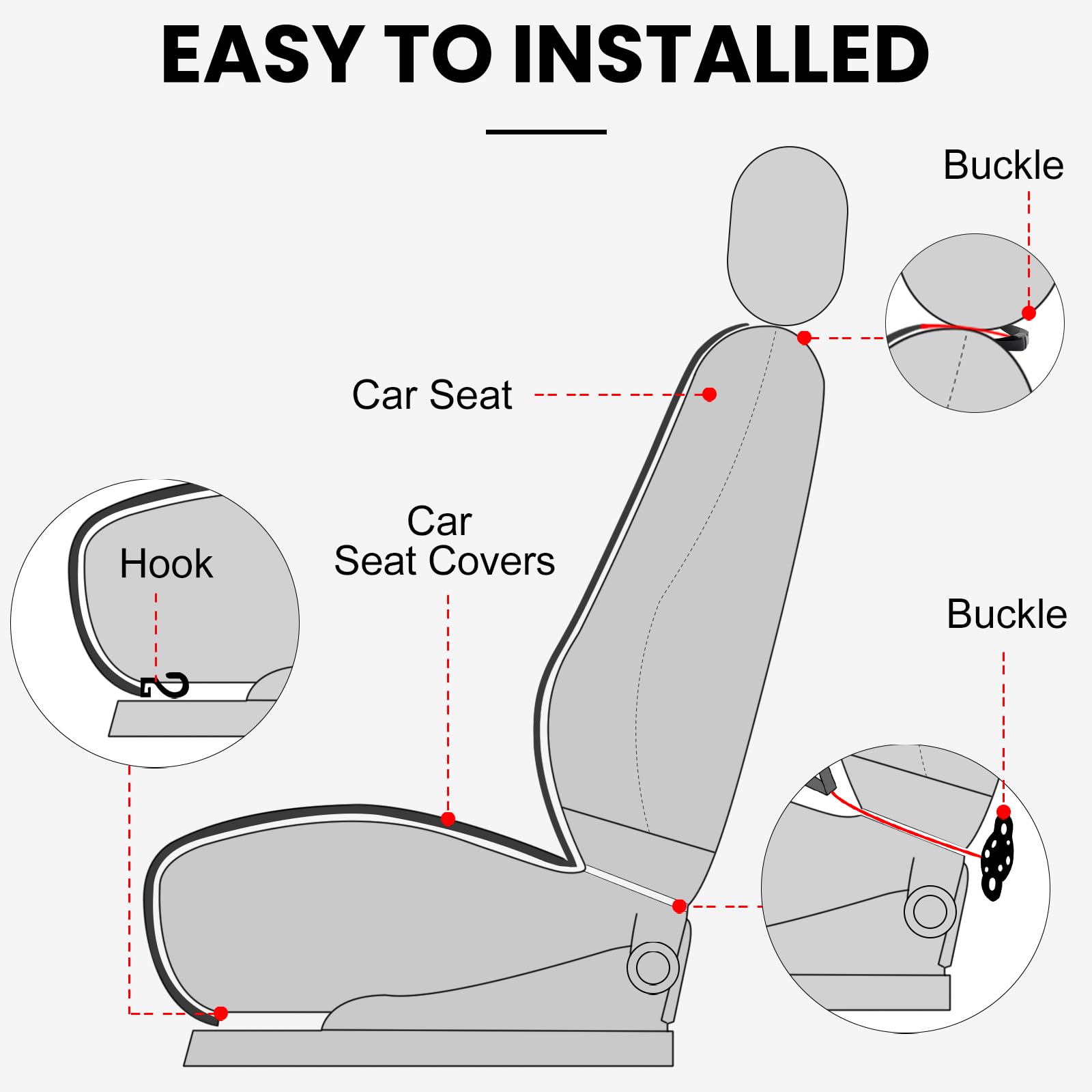 surpassme Comfortable Car Seat Covers Universal Front Seat Covers for Car Accessories, Padded Car Interior Covers for Automotive, SUV, Truck, and Van(Black)