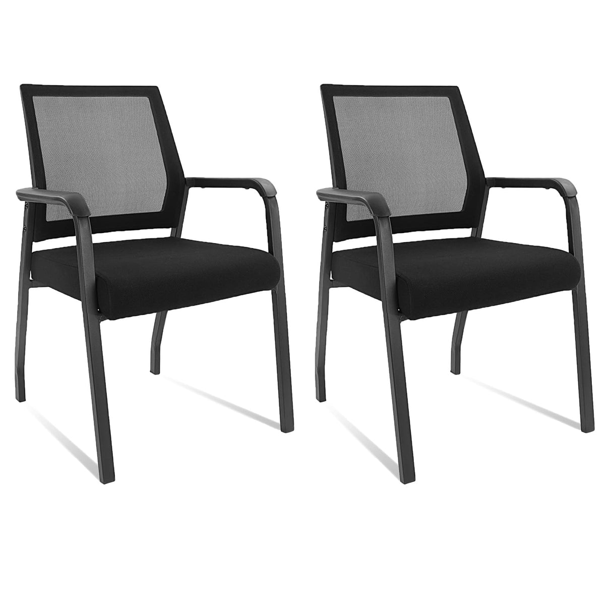 KLASIKA Desk Chair No Wheels with Adjustable Mesh Backrest, Arm Chair with Ergonomic Lumbar Support and Thickened Seats Cushion, Waiting Room Chairs for Office School Church Guest Reception
