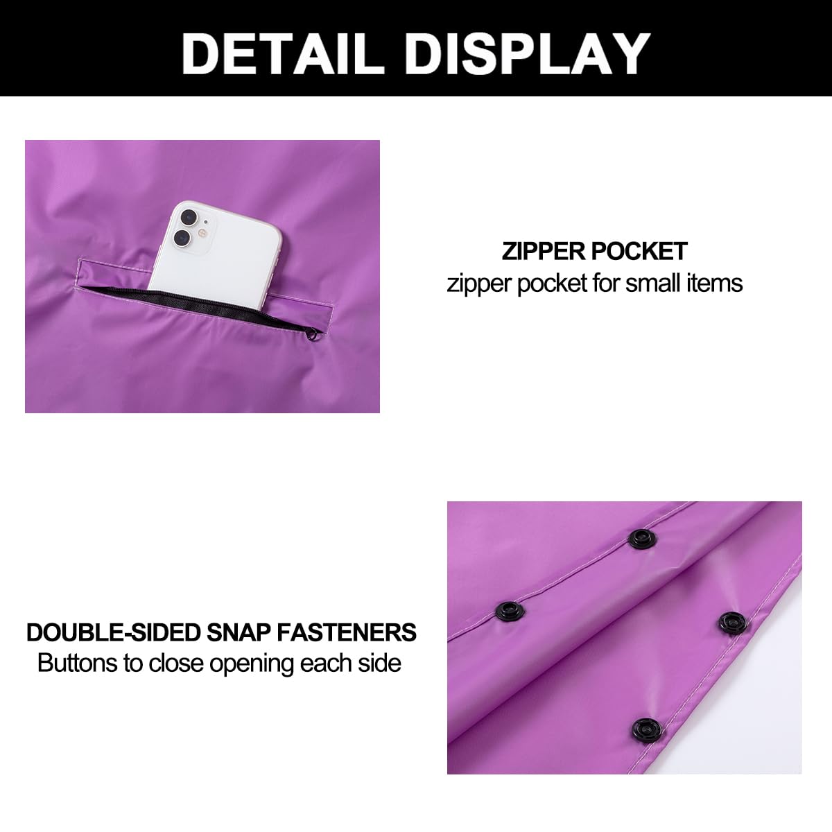 Rain Poncho Jacket Coat Hooded Zipper Style for Women/Men/Adult with Pocket