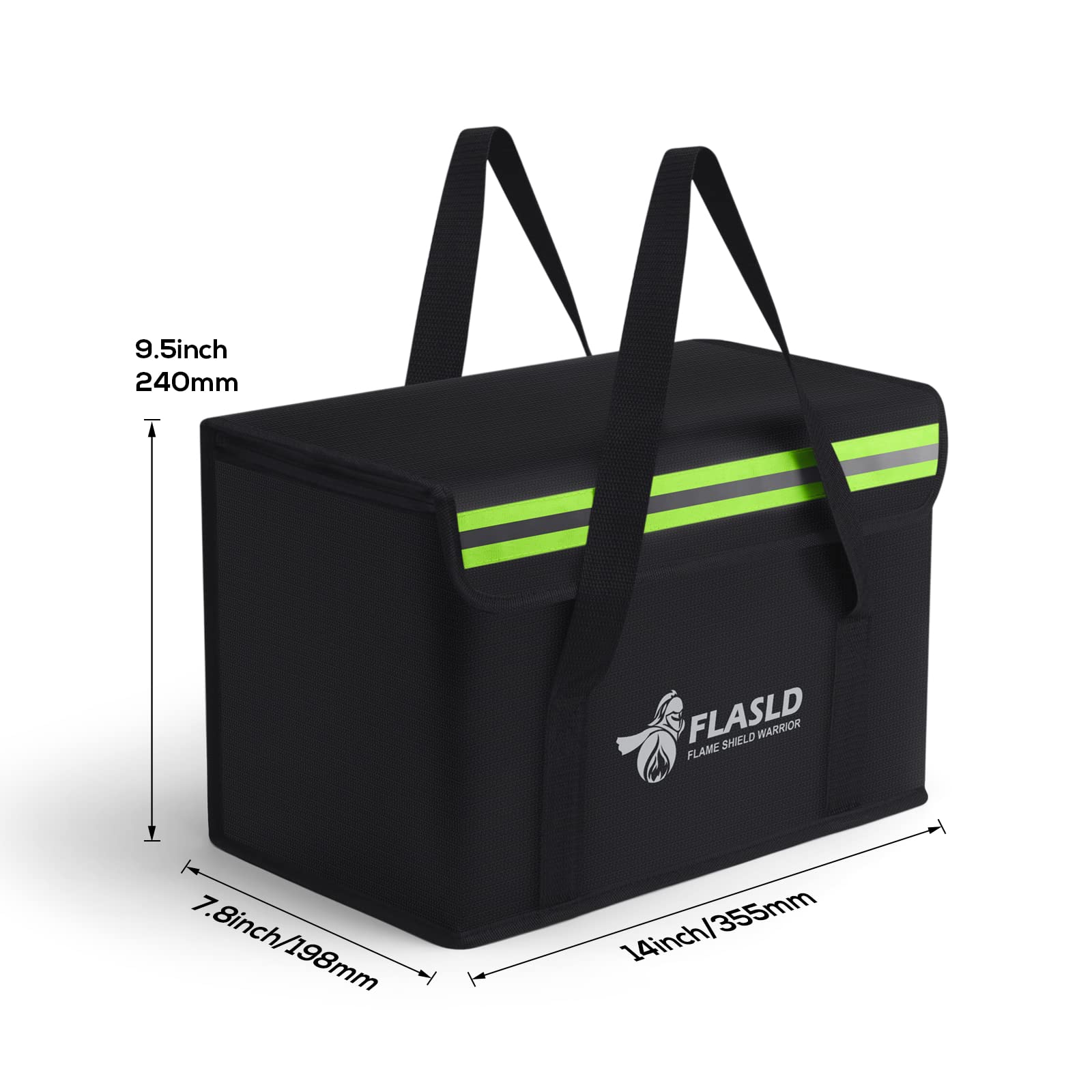 FLASLD Large Fireproof Lipo Bag for 100Ah Lithium Battery Storage and Charging, 14 x 7.8 x 9.5in Waterproof Box for Documents and Valuables