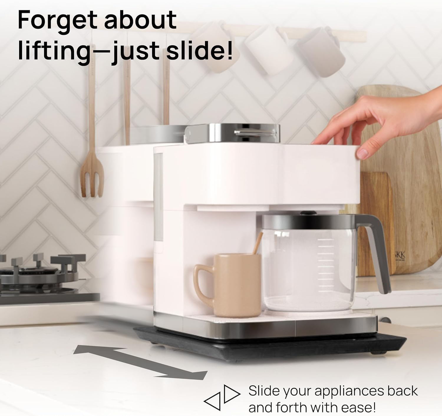 Ibyx Premium Bamboo Mixer Slider for KitchenAid 4.5-5 Qt Tilt-Head Stand Mixer - Food-Grade Appliance Slider Mat for Kitchen Countertop Storage Accessories (Black)